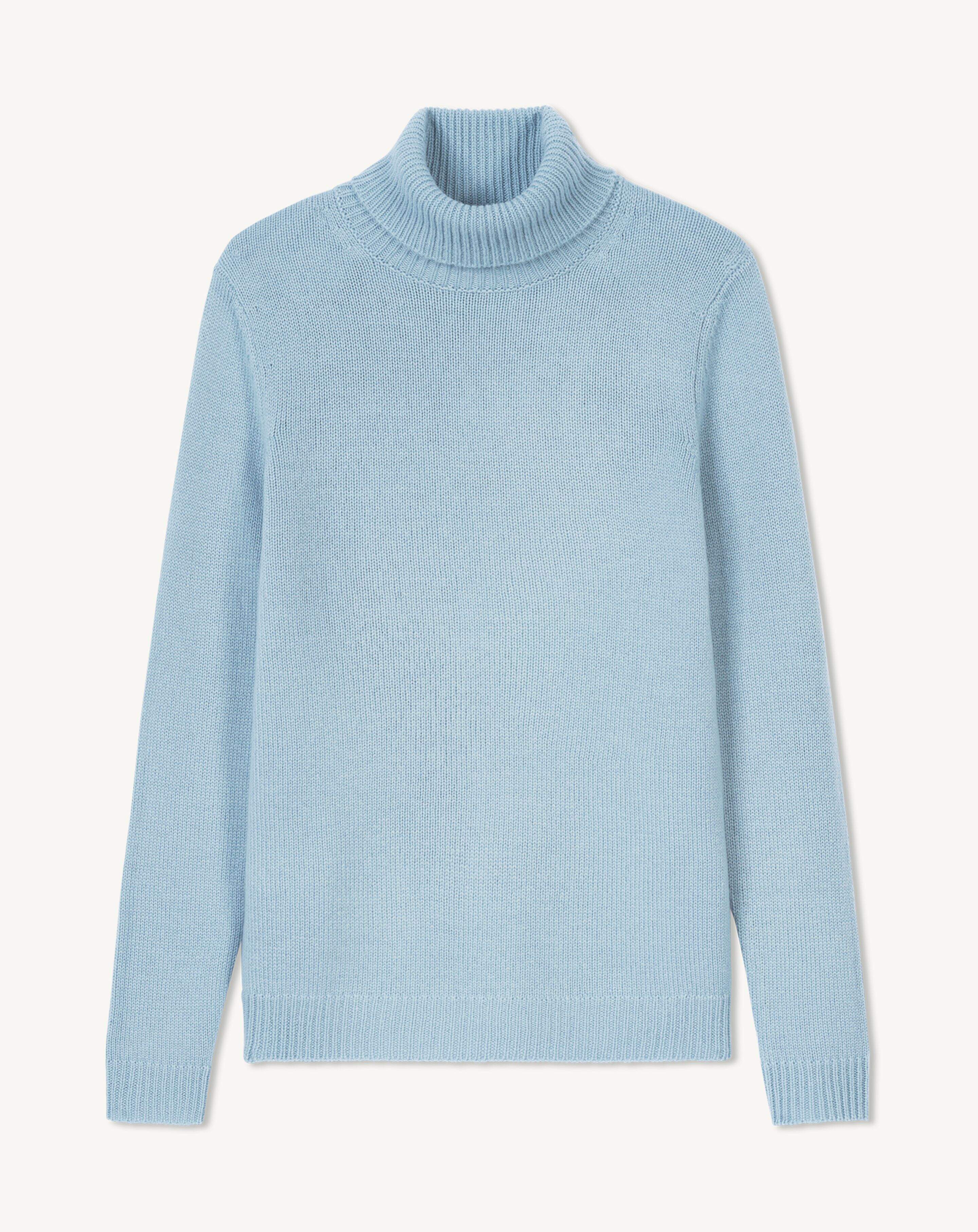Pull col roulé-BLEU CONCORDE-100% cachemire