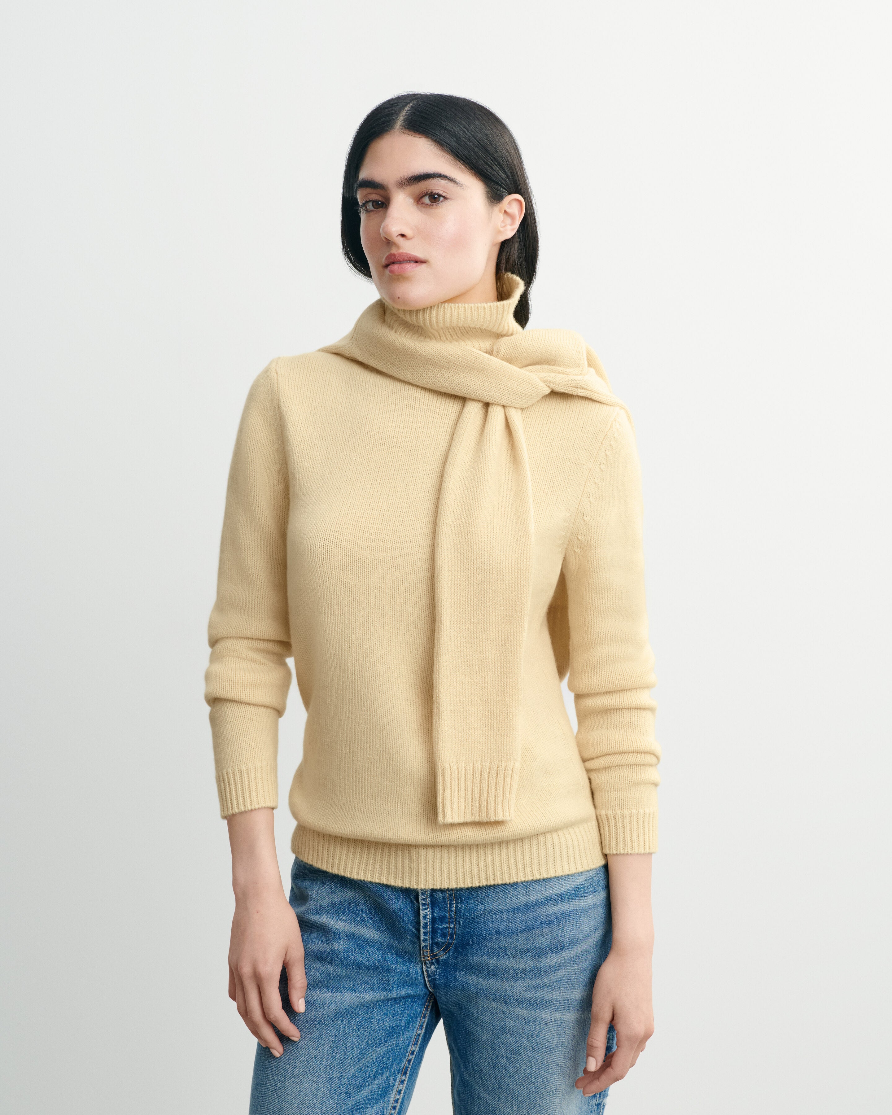 Pull col roulé-JAUNE PRIMEVERE-100% cachemire