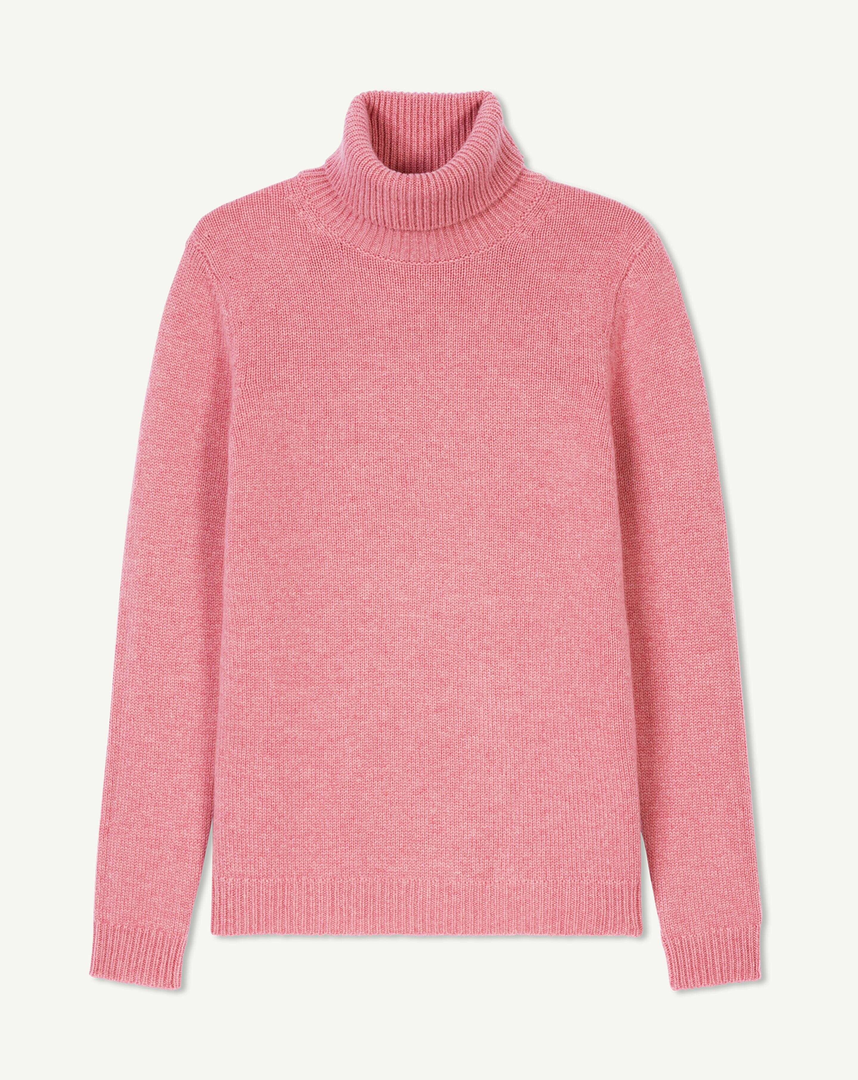 Pull col roulé-ROSE CAMEO-100% cachemire