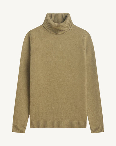 Pull col roulé-BEIGE CENDRE-100% cachemire