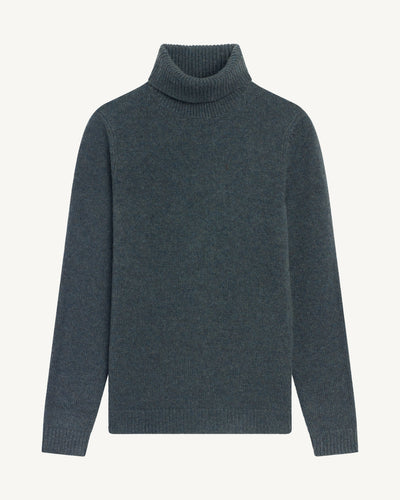 Pull col roulé-BLEU GRANIT-100% cachemire