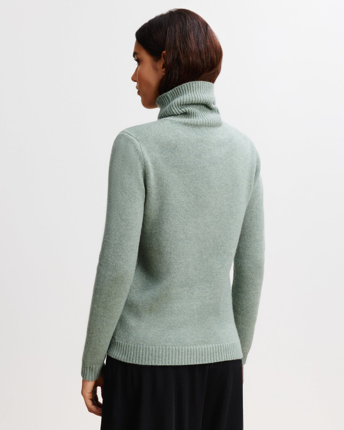 Pull col roulé Thelma-VERT DE GRIS-100% cachemire