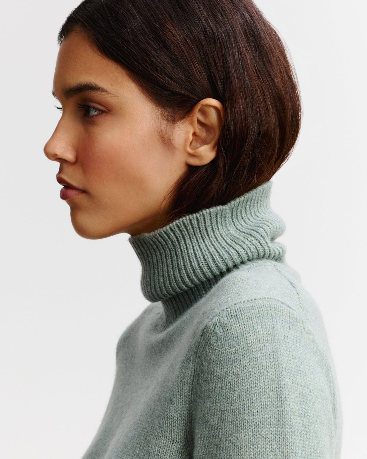Pull col roulé Thelma-VERT DE GRIS-100% cachemire