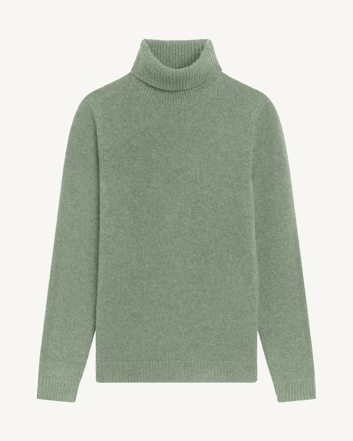 Pull col roulé-VERT DE GRIS-100% cachemire