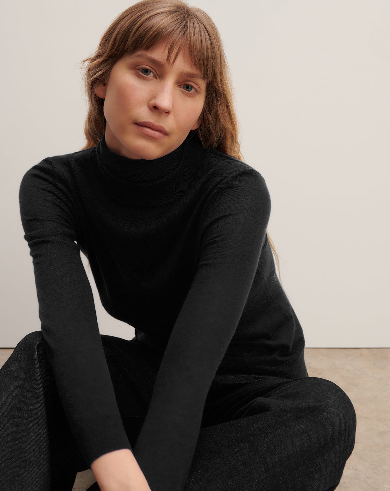 Pull col roulé ultrafin-NOIR-100% cachemire