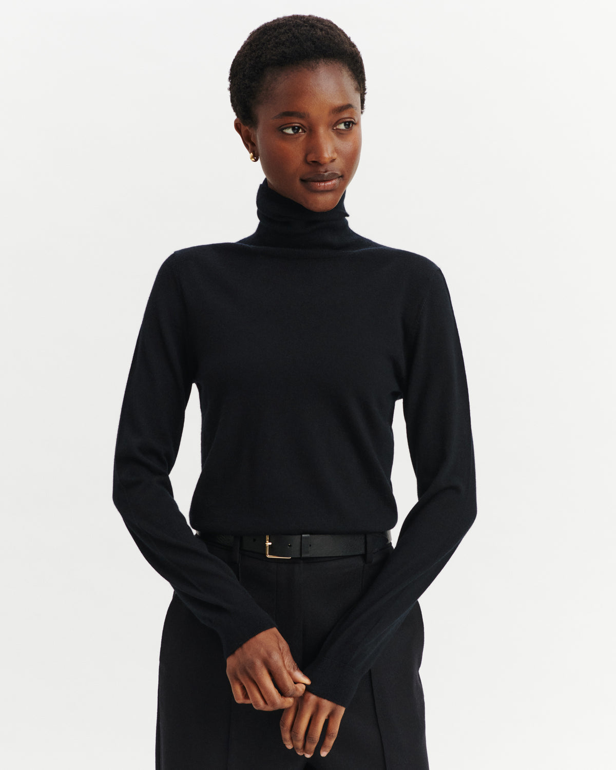 Pull col roulé ultrafin-NOIR-100% cachemire