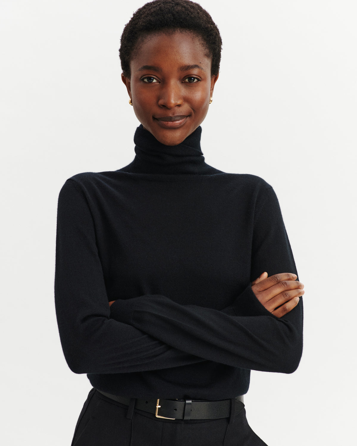 Pull col roulé ultrafin-NOIR-100% cachemire