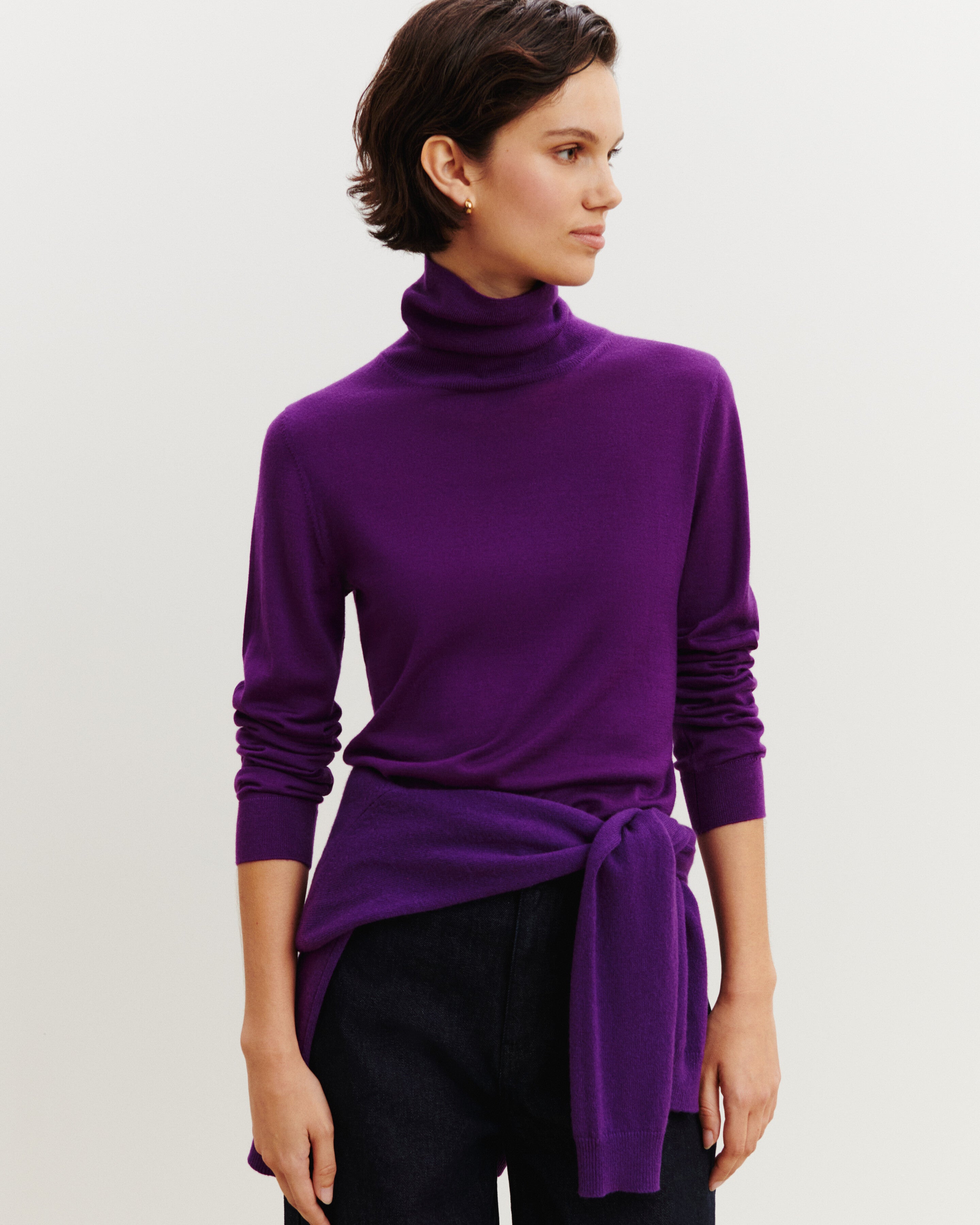 Pull col roulé Flore-CYCLAMEN-100% cachemire