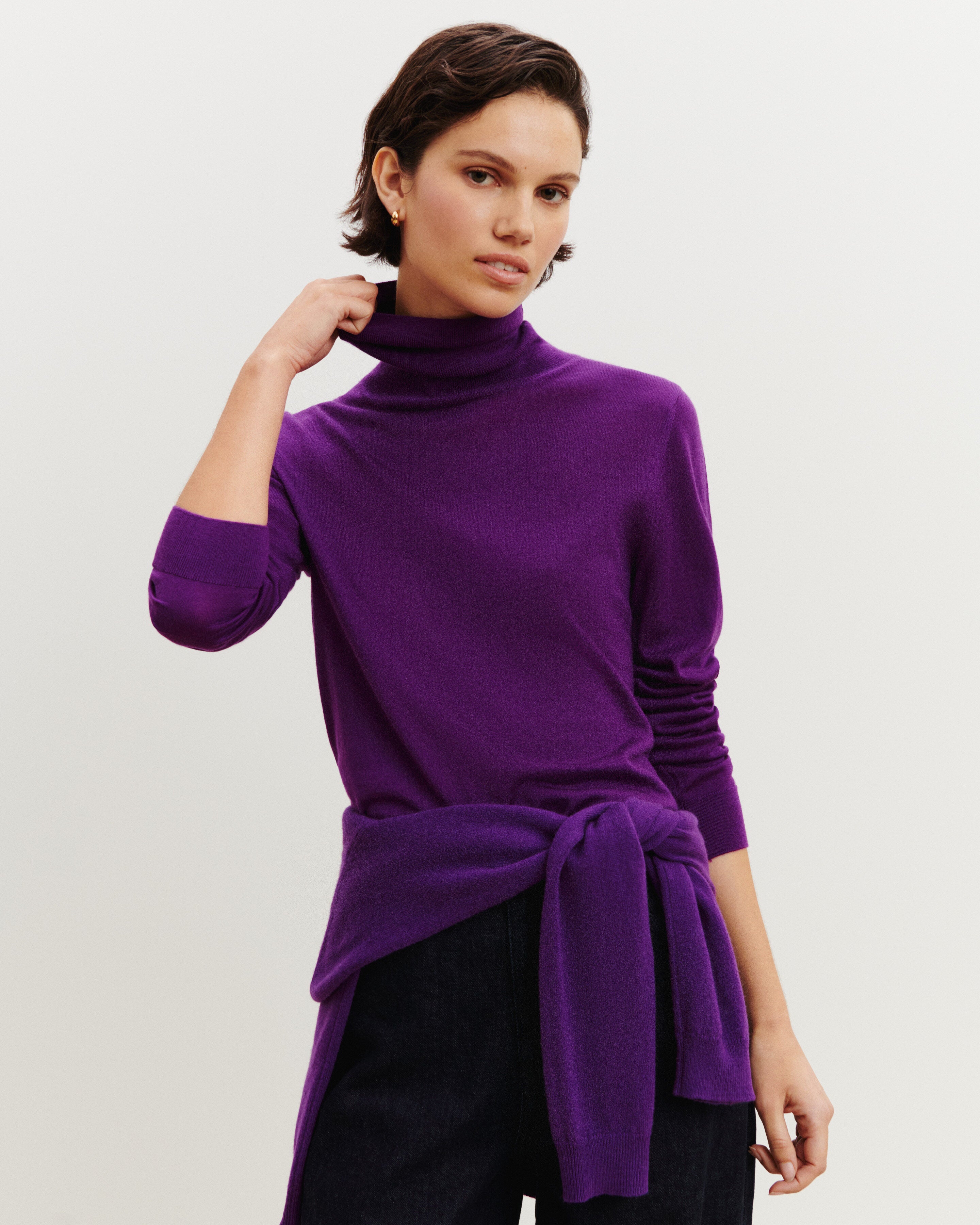 Pull col roulé Flore-CYCLAMEN-100% cachemire