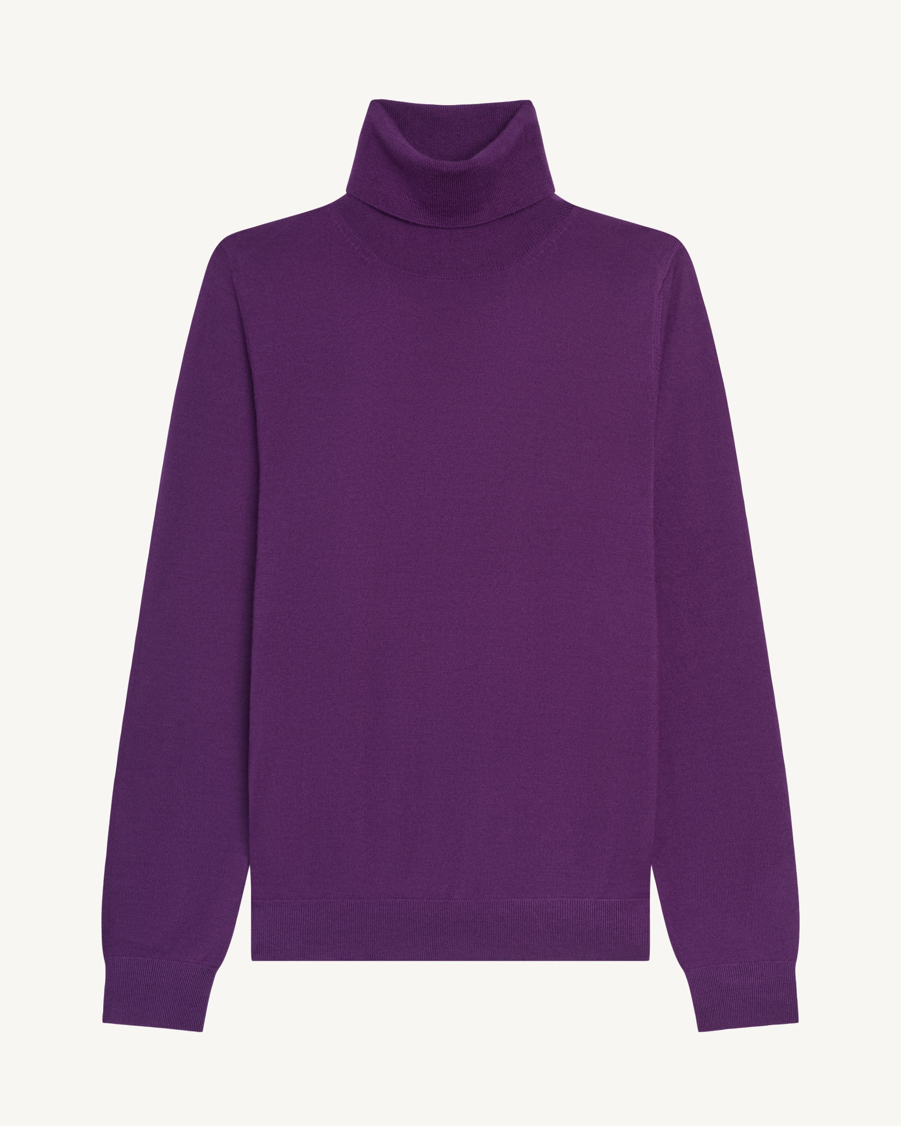Pull col roulé ultrafin-CYCLAMEN-100% cachemire
