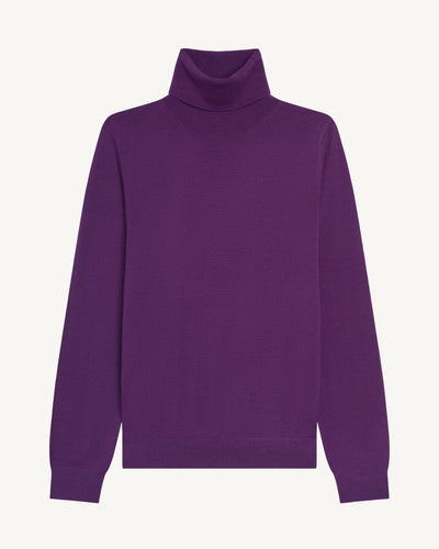 Pull col roulé ultrafin-CYCLAMEN-100% cachemire