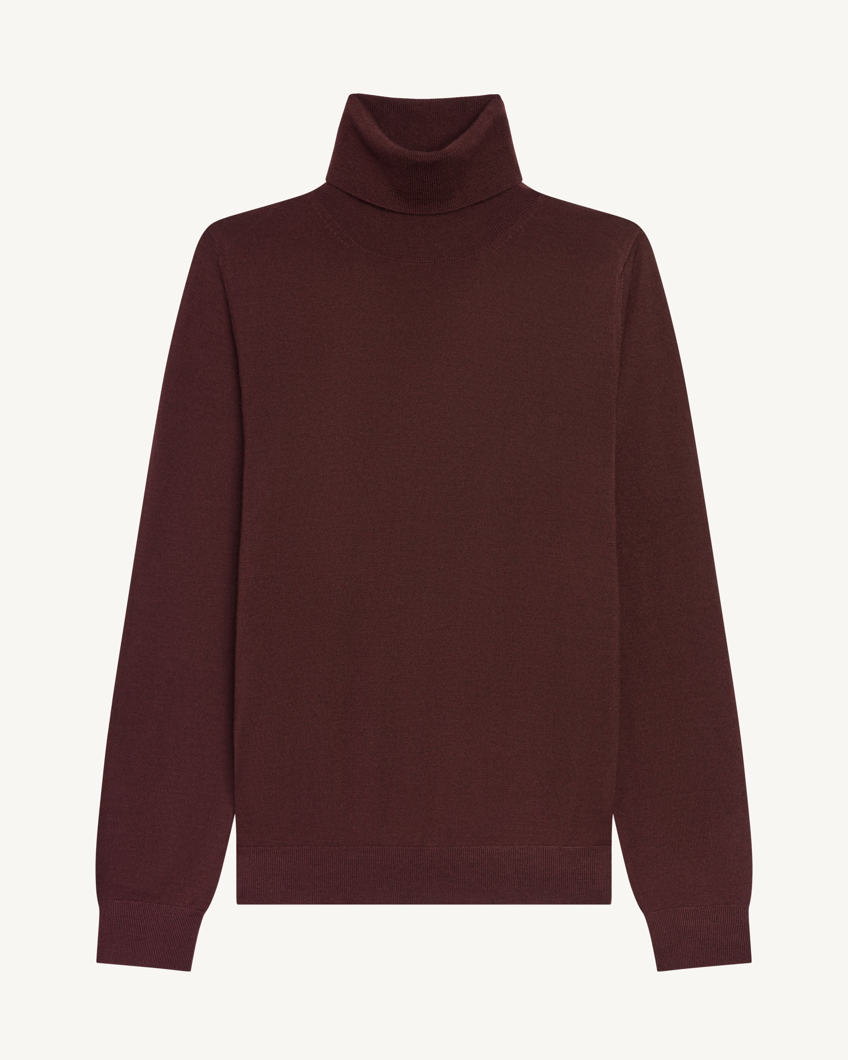 Pull col roulé ultrafin-GRENAT-100% cachemire