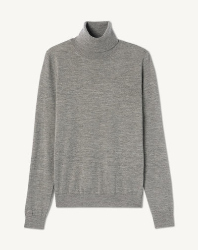 Pull col roulé ultrafin-GRIS METEORITE-100% cachemire