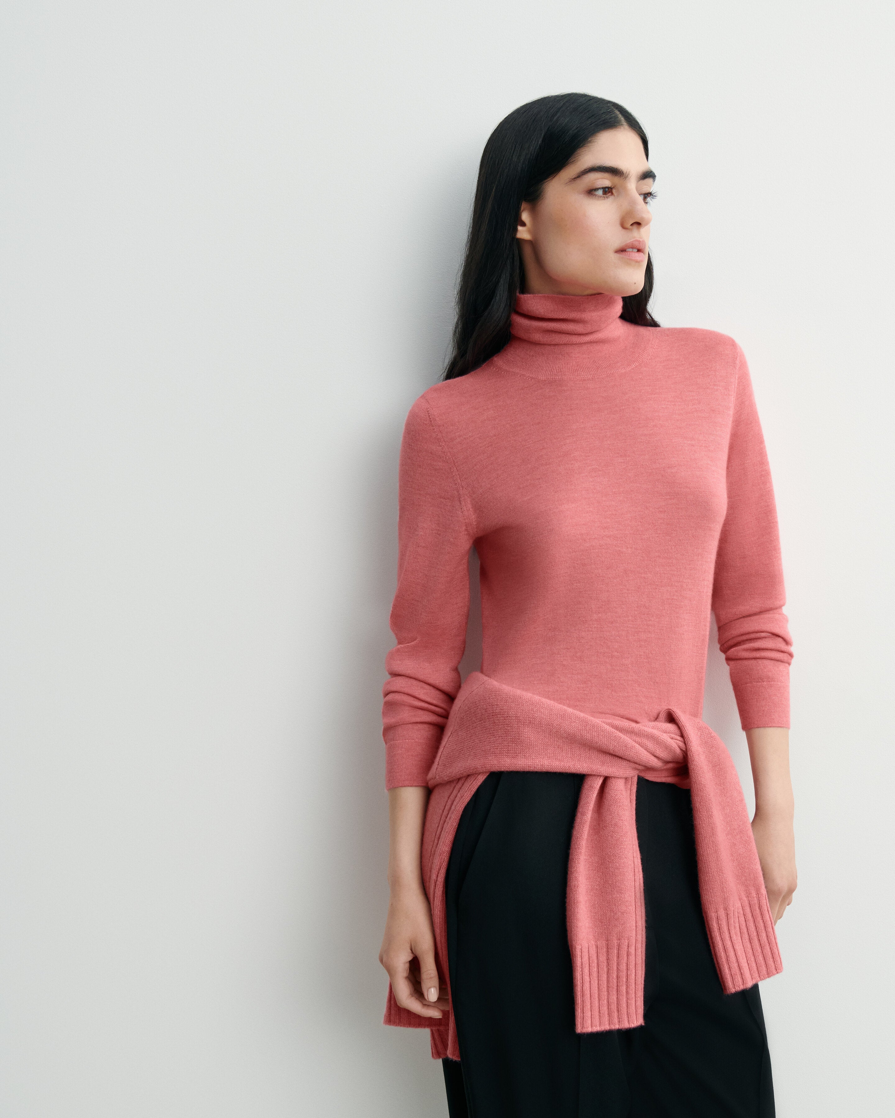 Pull col roulé ultrafin-ROSE CAMEO-100% cachemire