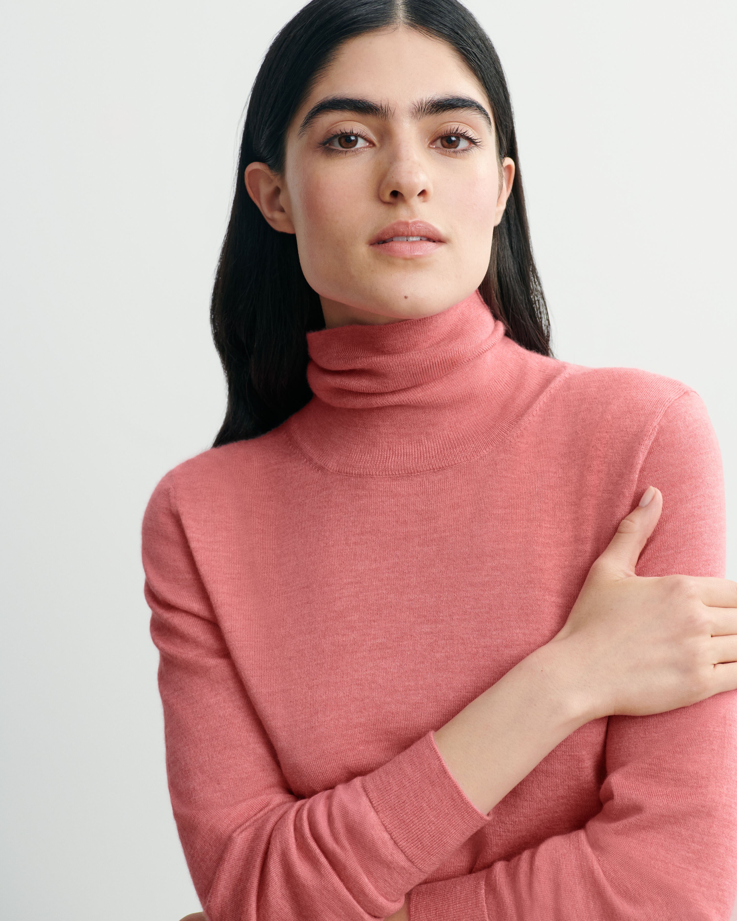 Pull col roulé ultrafin-ROSE CAMEO-100% cachemire