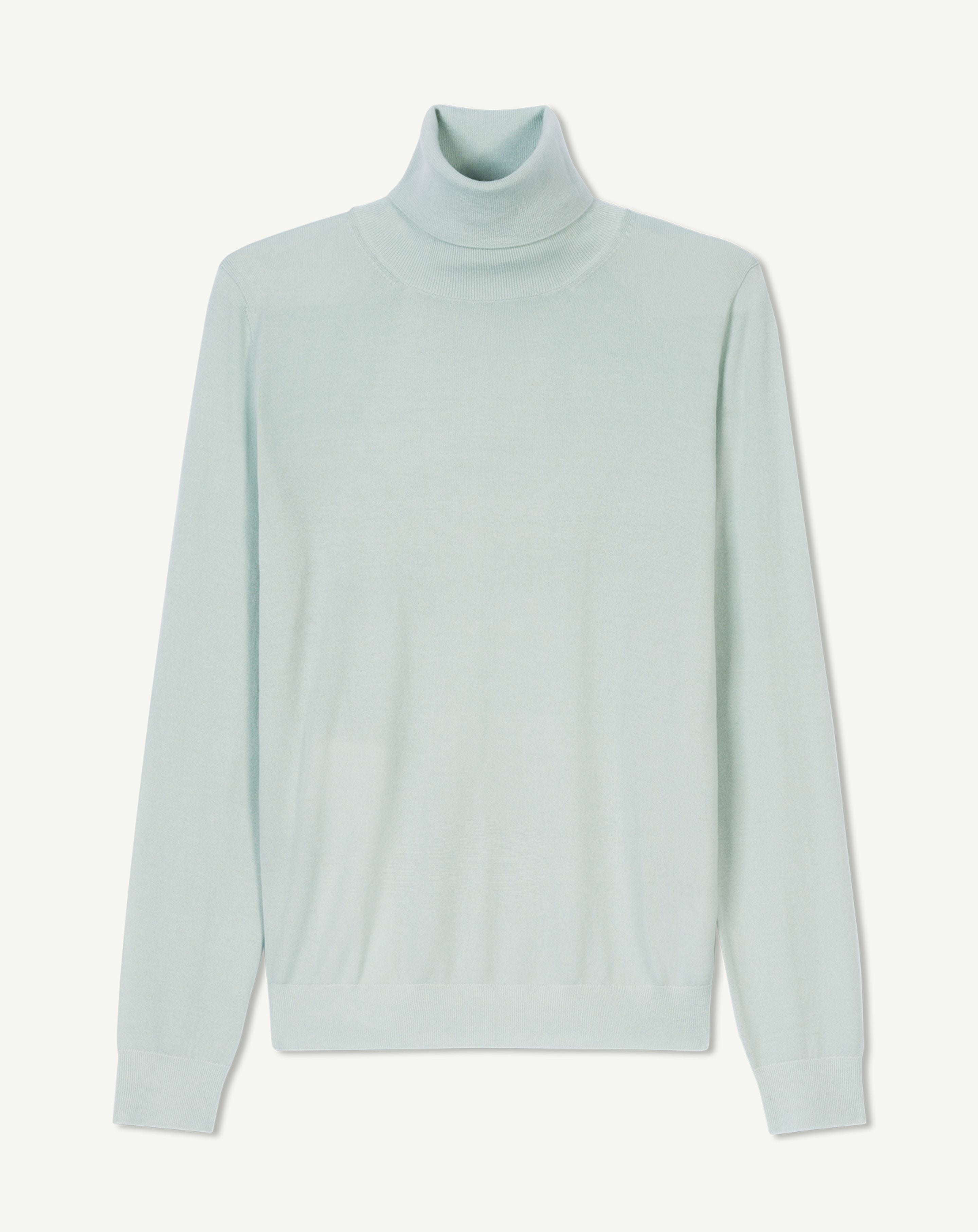 Pull col roulé ultrafin-VERT ARAGON-100% cachemire