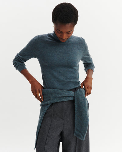 Pull col roulé Flore-BLEU GRANIT-100% cachemire