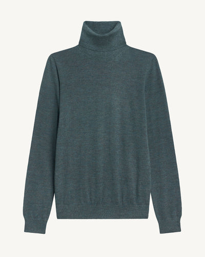 Pull col roulé ultrafin-BLEU GRANIT-100% cachemire