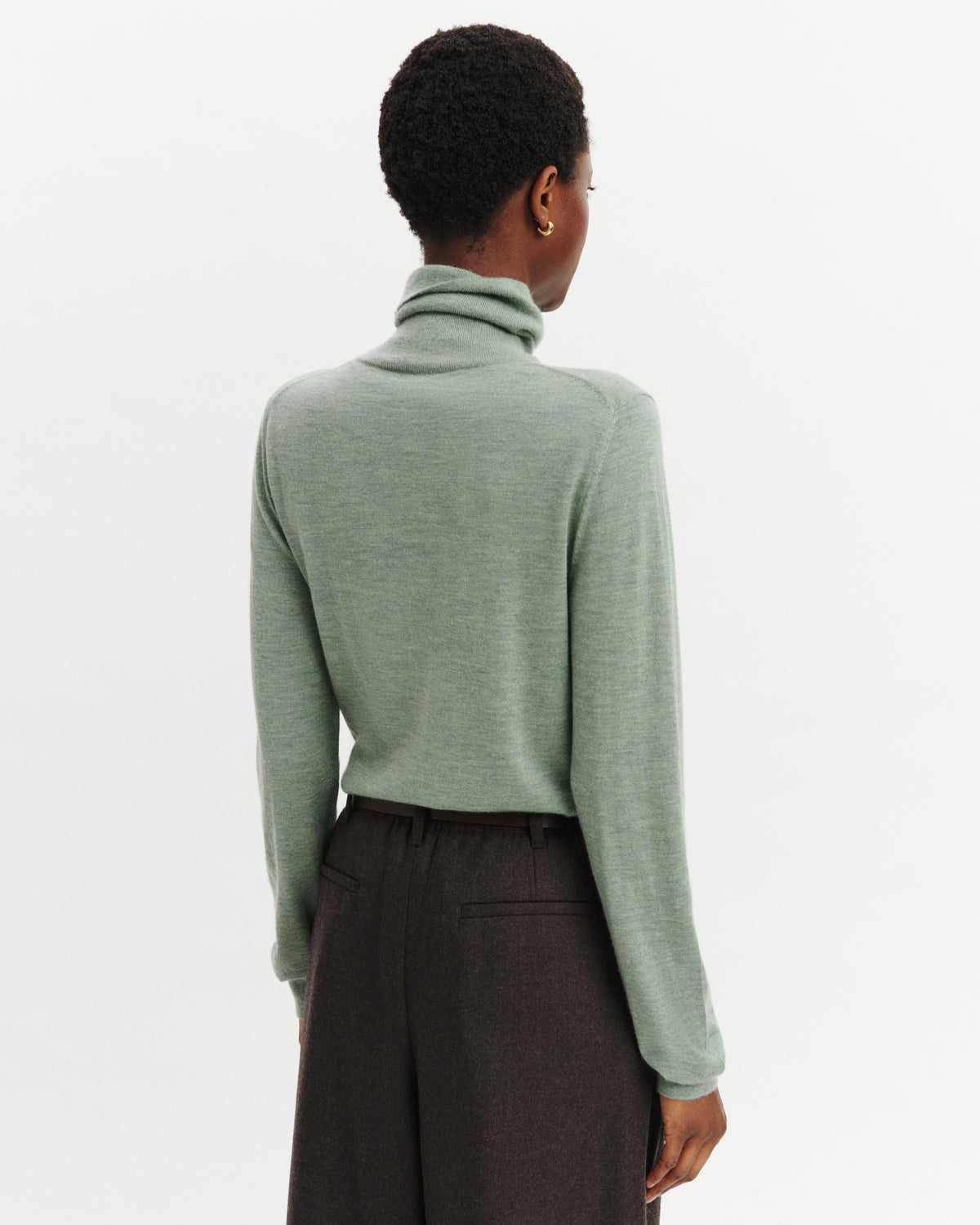 Pull col roulé Flore-VERT DE GRIS-100% cachemire