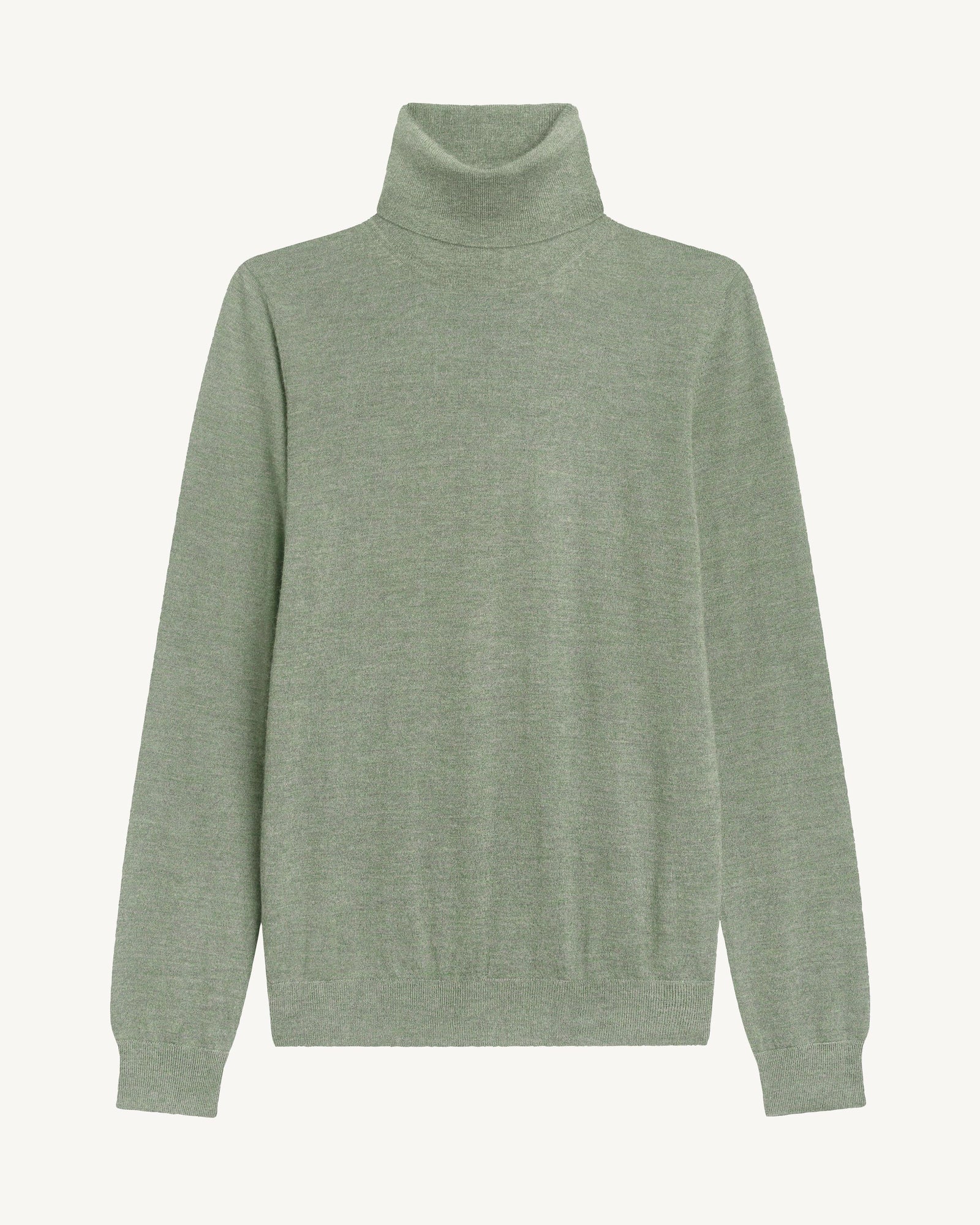 Pull col roulé ultrafin-VERT DE GRIS-100% cachemire