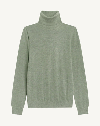 Pull col roulé ultrafin-VERT DE GRIS-100% cachemire