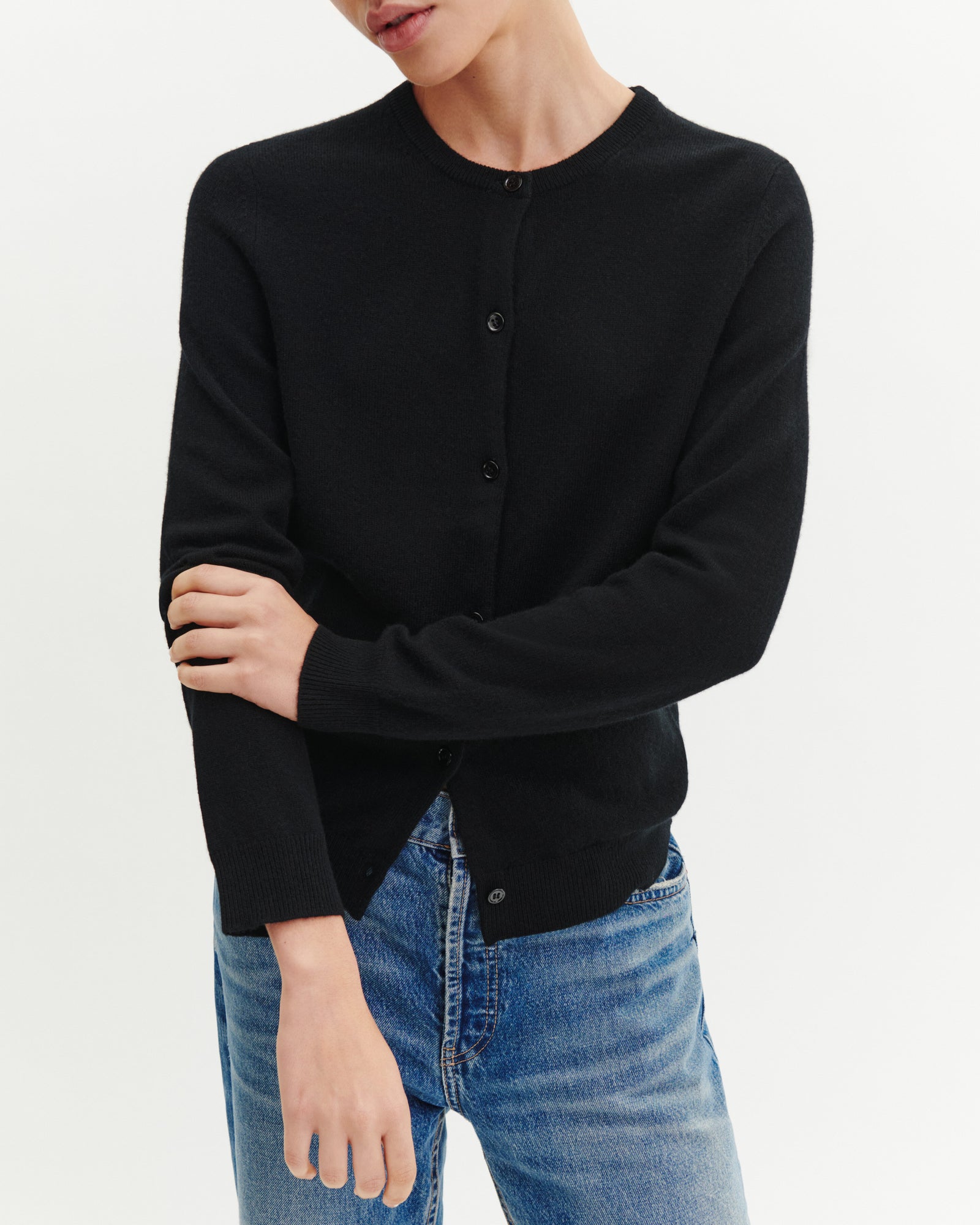 Cardigan classique-NOIR-100% cachemire