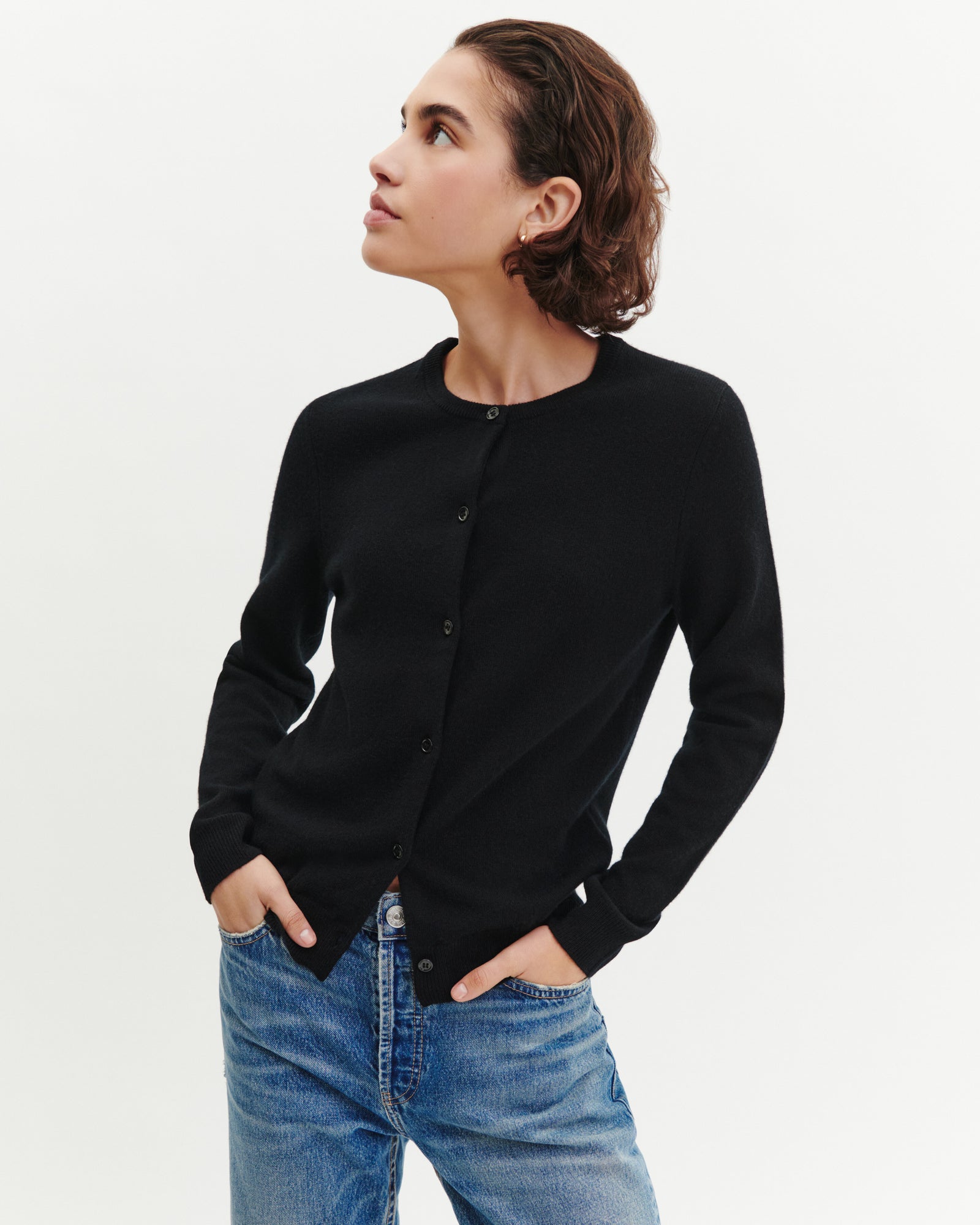 Cardigan classique-NOIR-100% cachemire