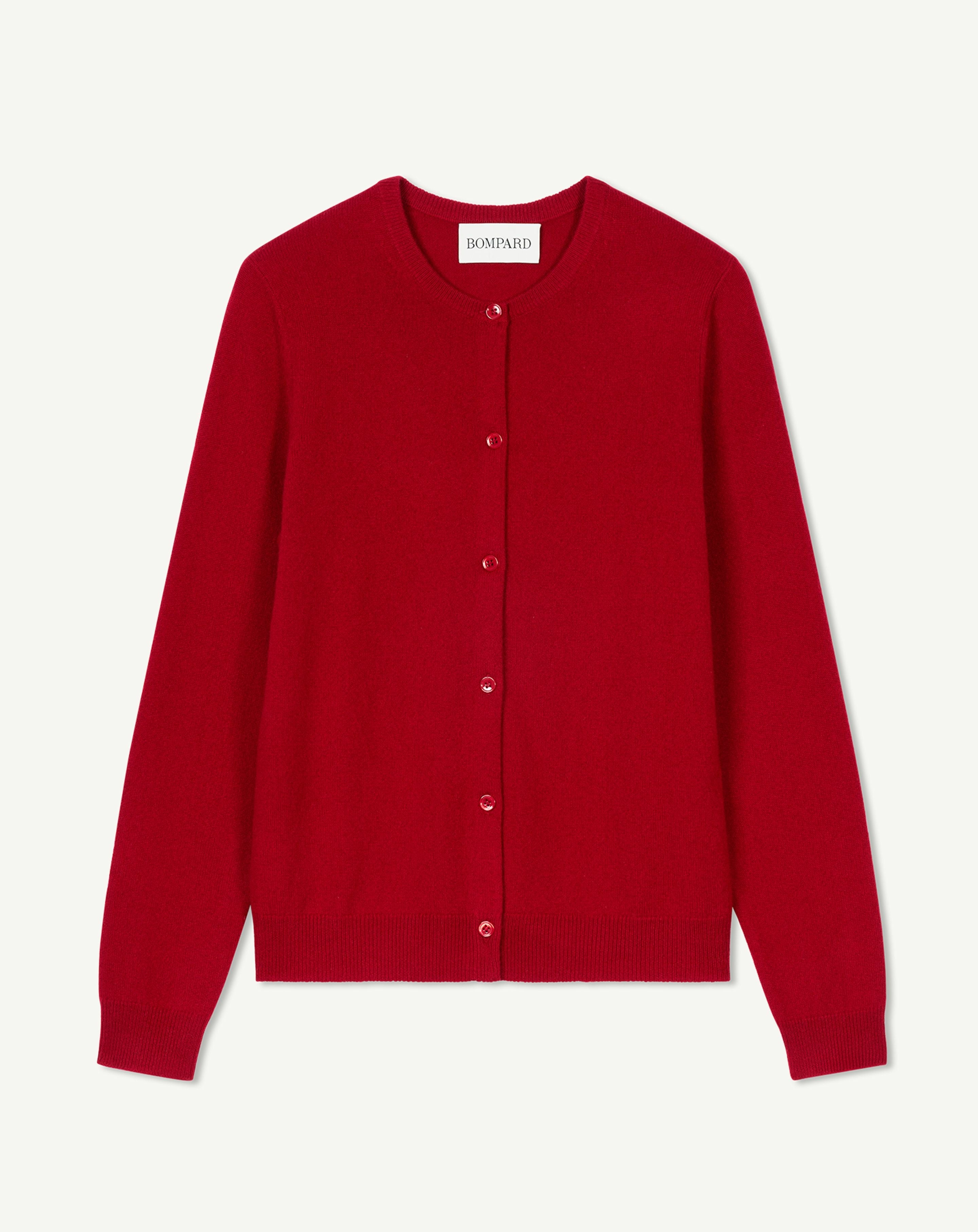 Cardigan classique-ROUGE TANGO-100% cachemire