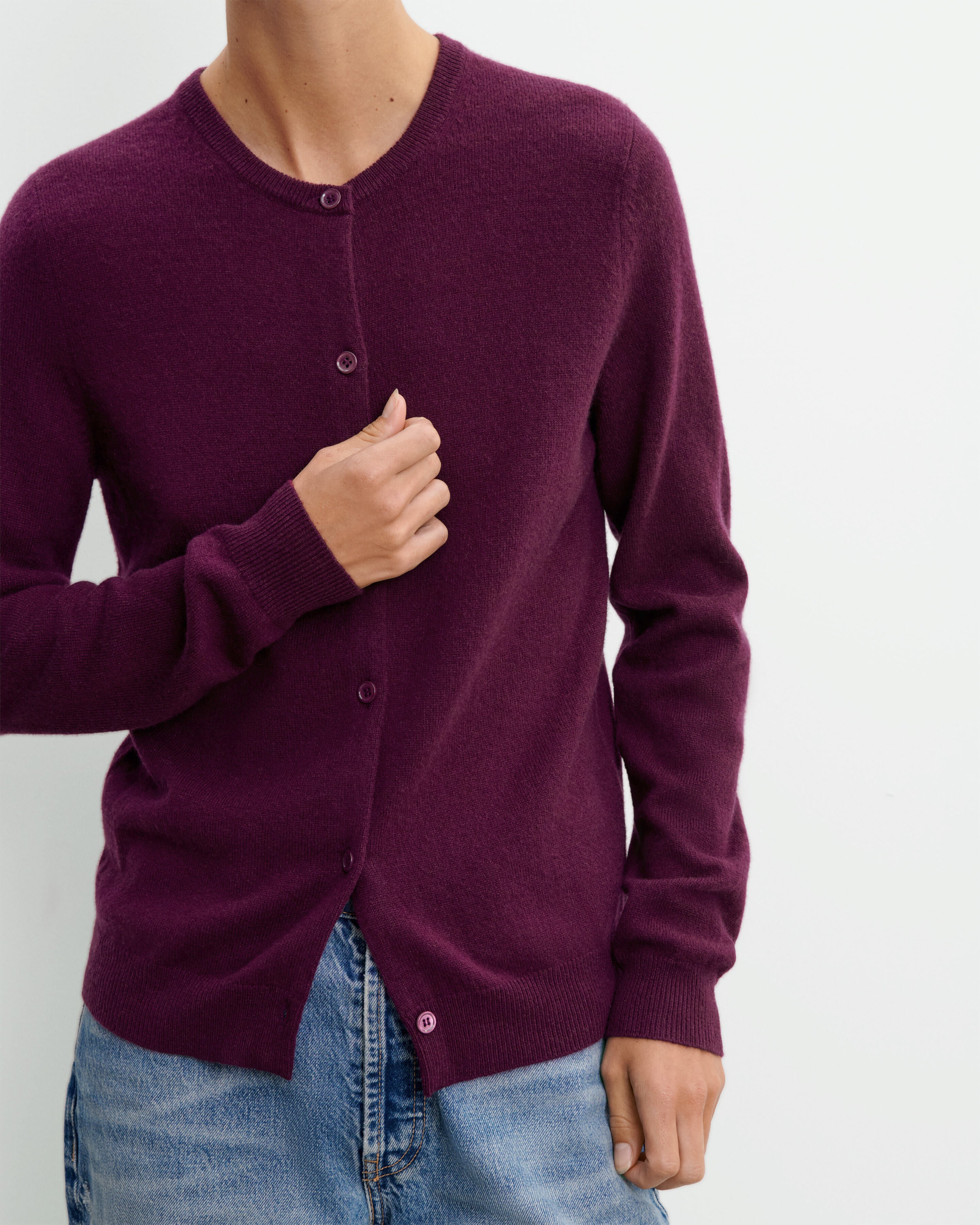 Cardigan classique-PRUNE DAMAS-100% cachemire