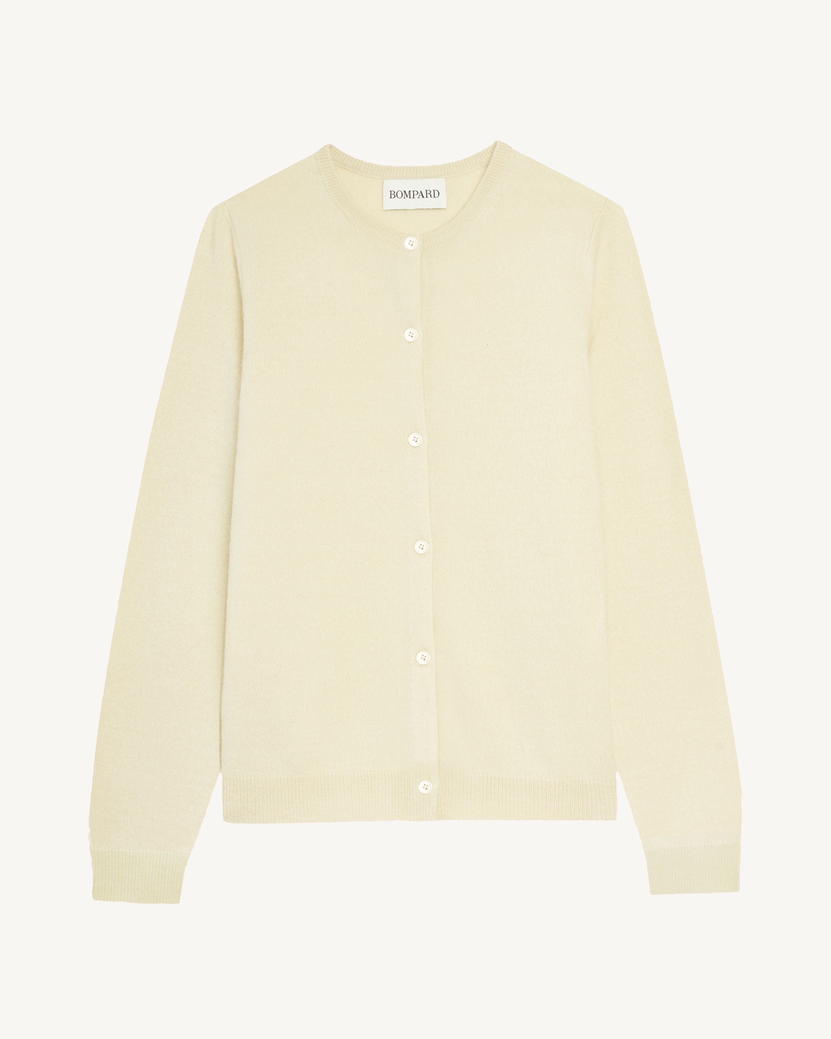 Cardigan classique-ECRU VINTAGE-100% cachemire