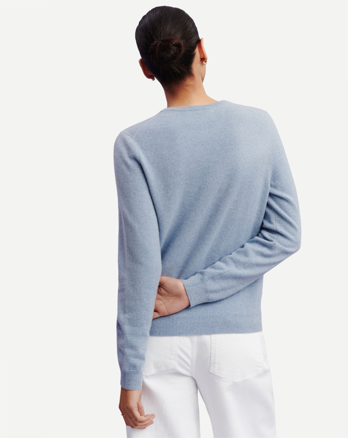 Cardigan classique-BLEU GLACIER-100% cachemire