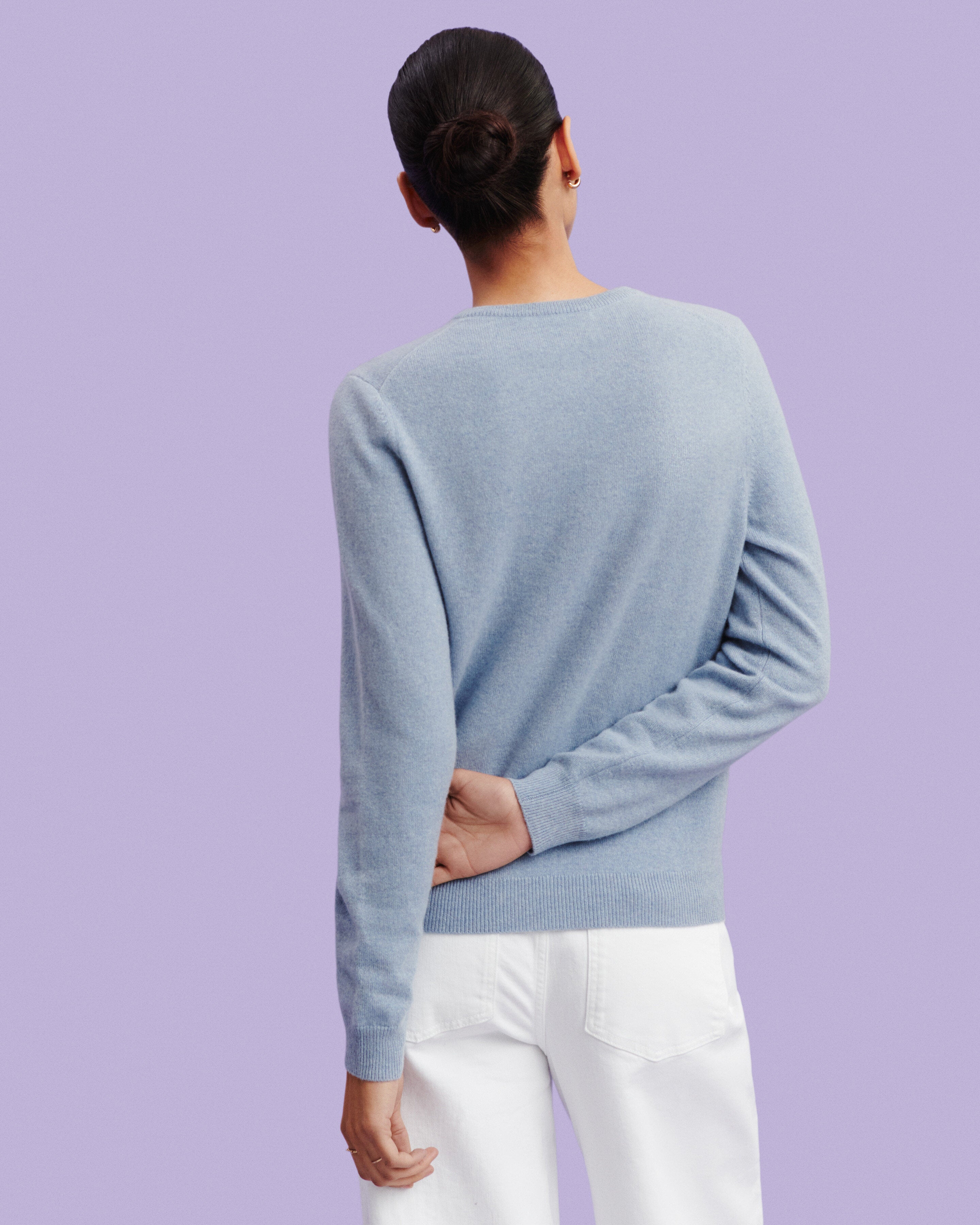 Cardigan classique-BLEU GLACIER-100% cachemire