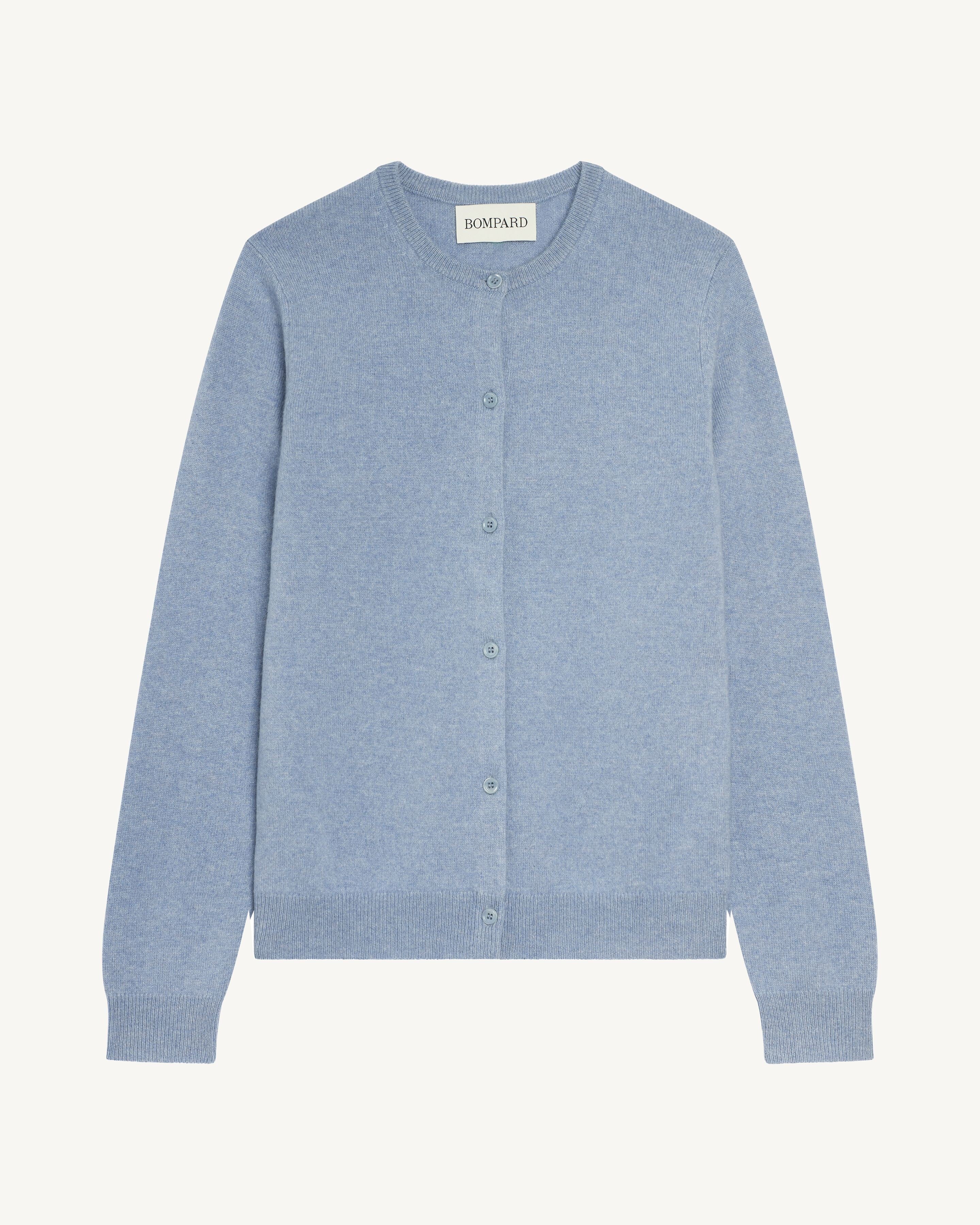 Cardigan classique-BLEU GLACIER-100% cachemire