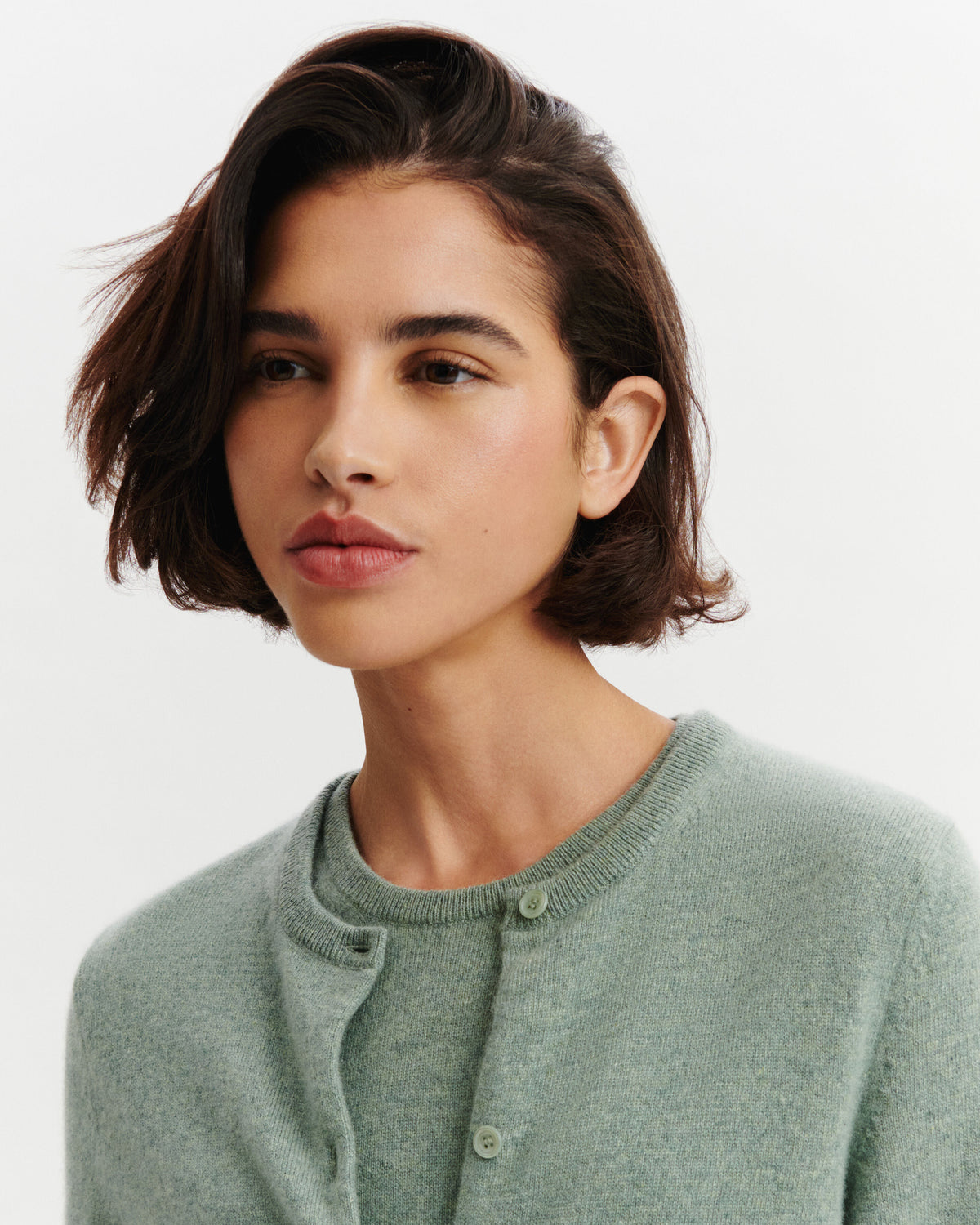 Cardigan Origines-VERT DE GRIS-100% cachemire