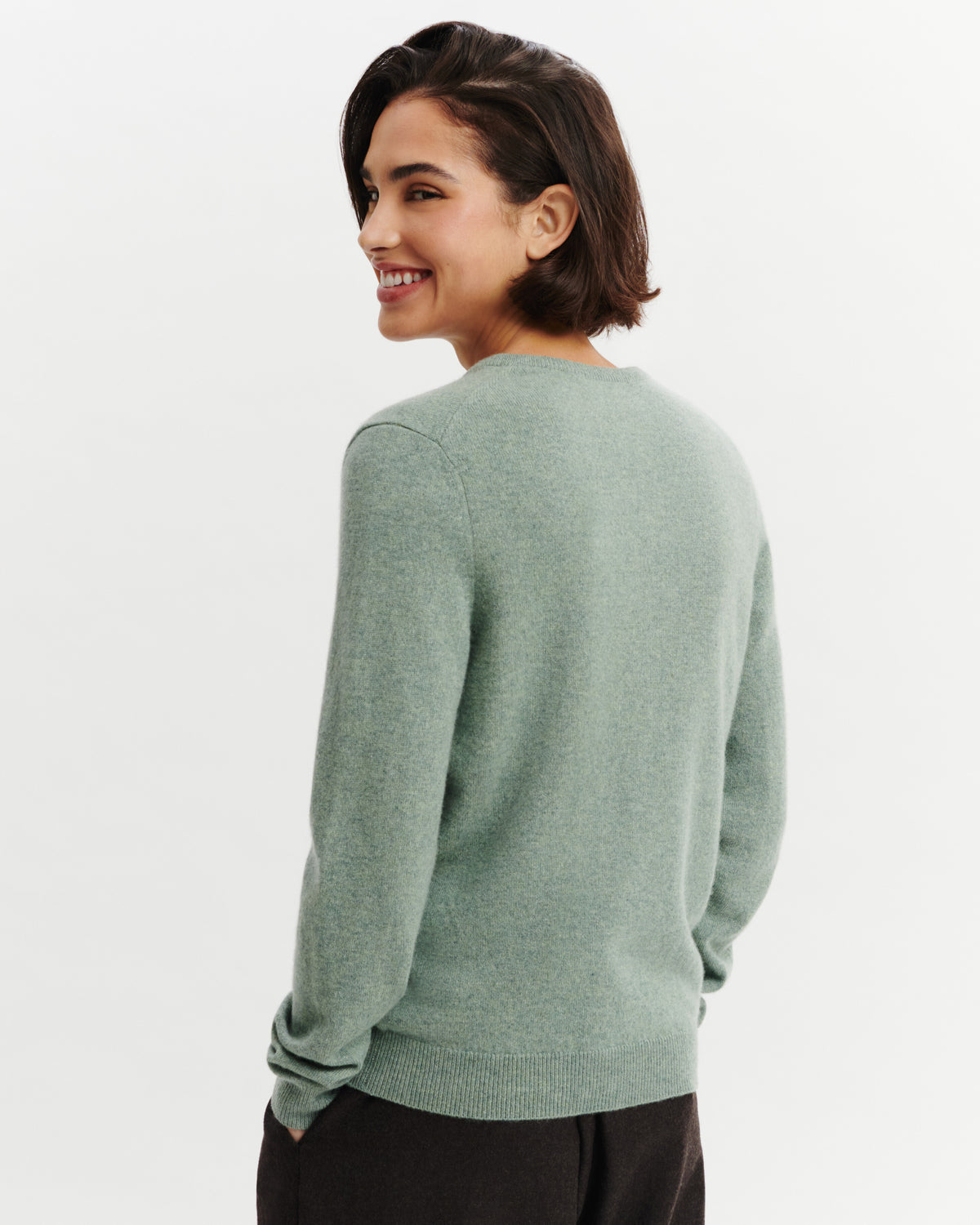 Cardigan Origines-VERT DE GRIS-100% cachemire