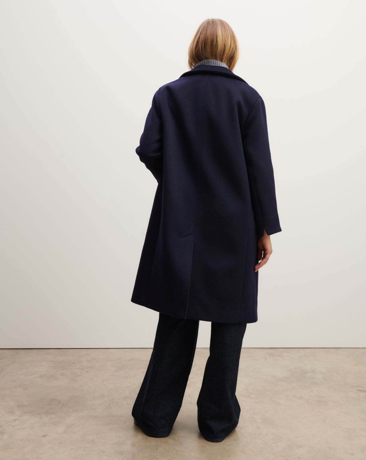 Manteau long double face-MARINE-90% laine 10% cachemire