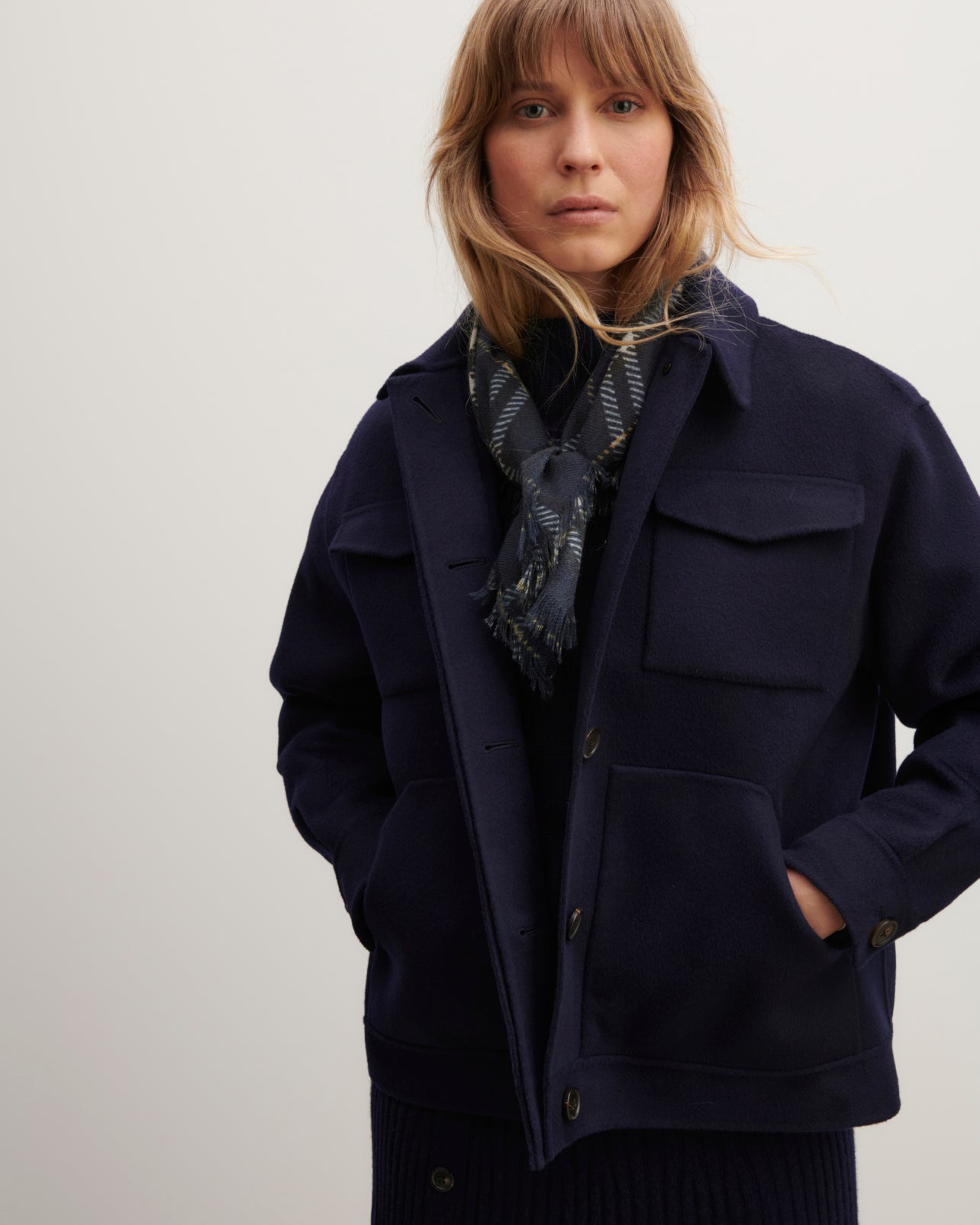 Veste double face-MARINE-90% laine 10% cachemire