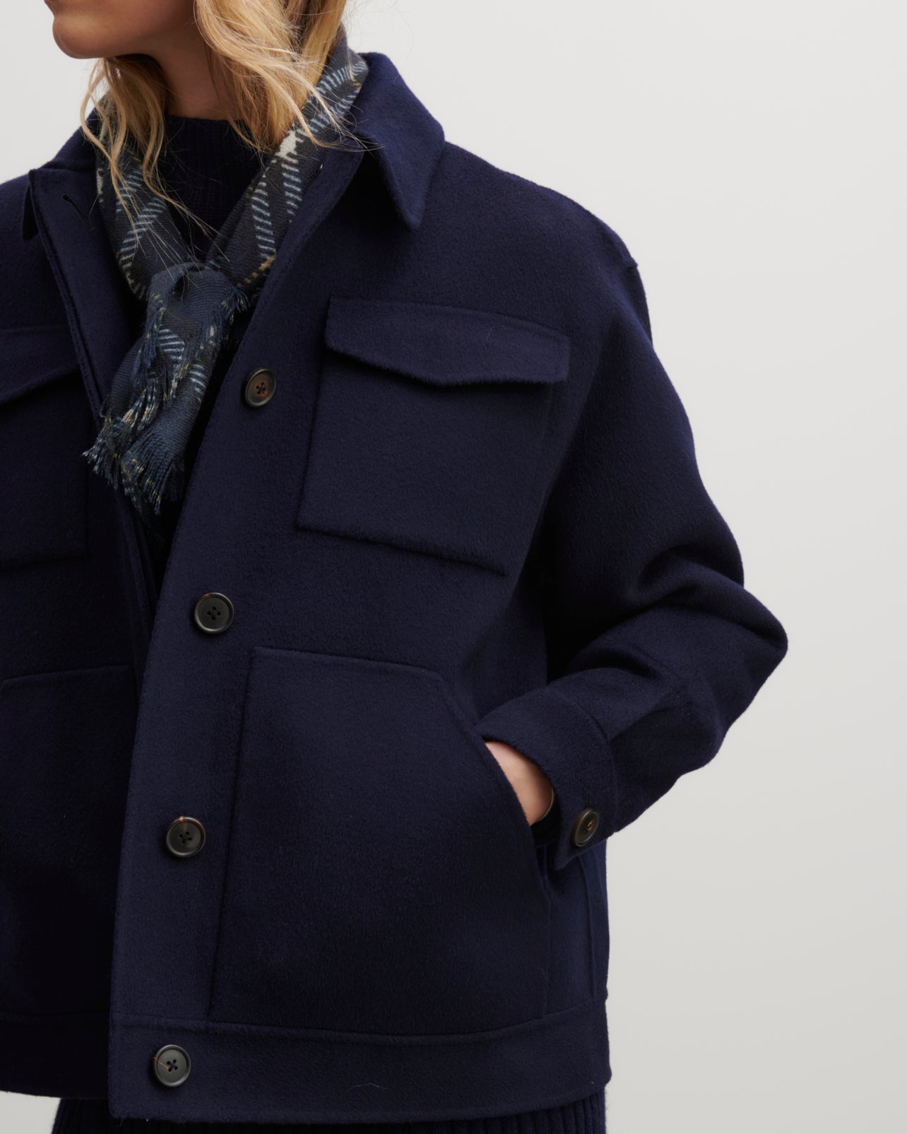 Veste double face-MARINE-90% laine 10% cachemire