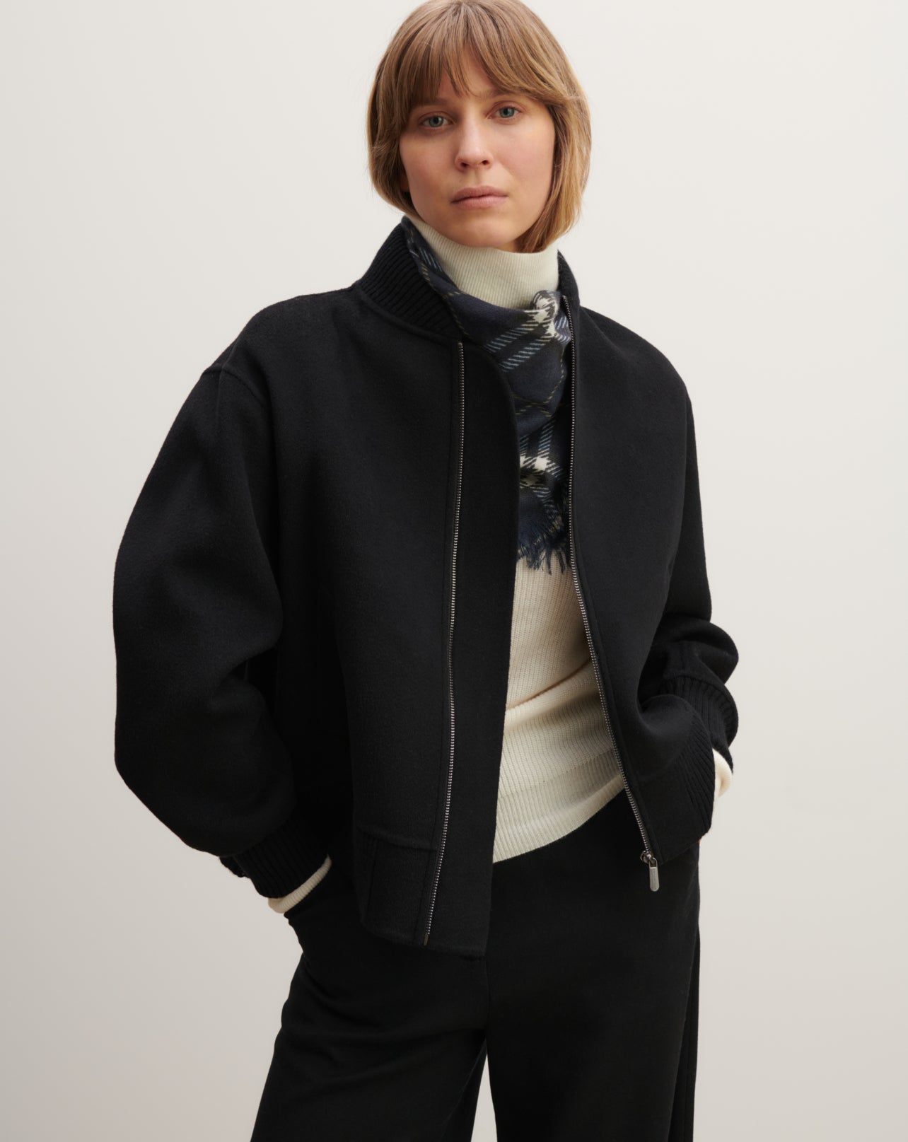 Bomber double face-NOIR-90% laine 10% cachemire