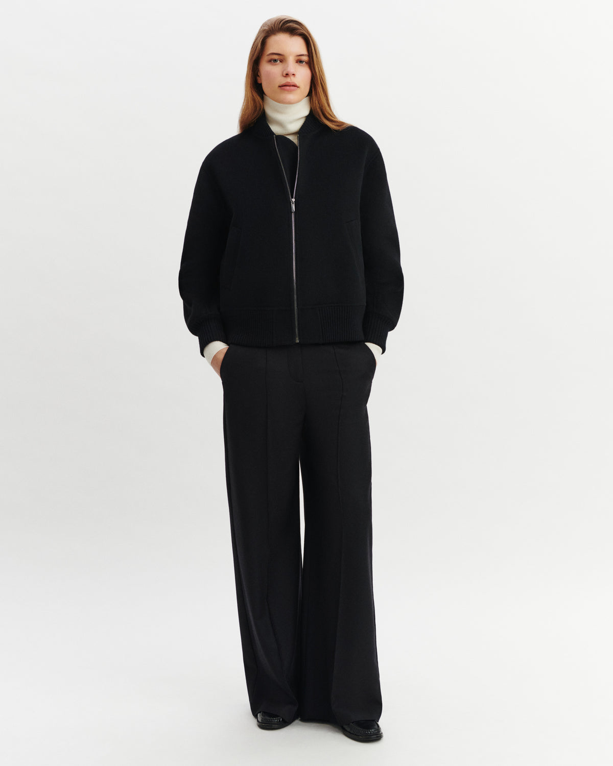 Bomber double face-NOIR-90% laine 10% cachemire
