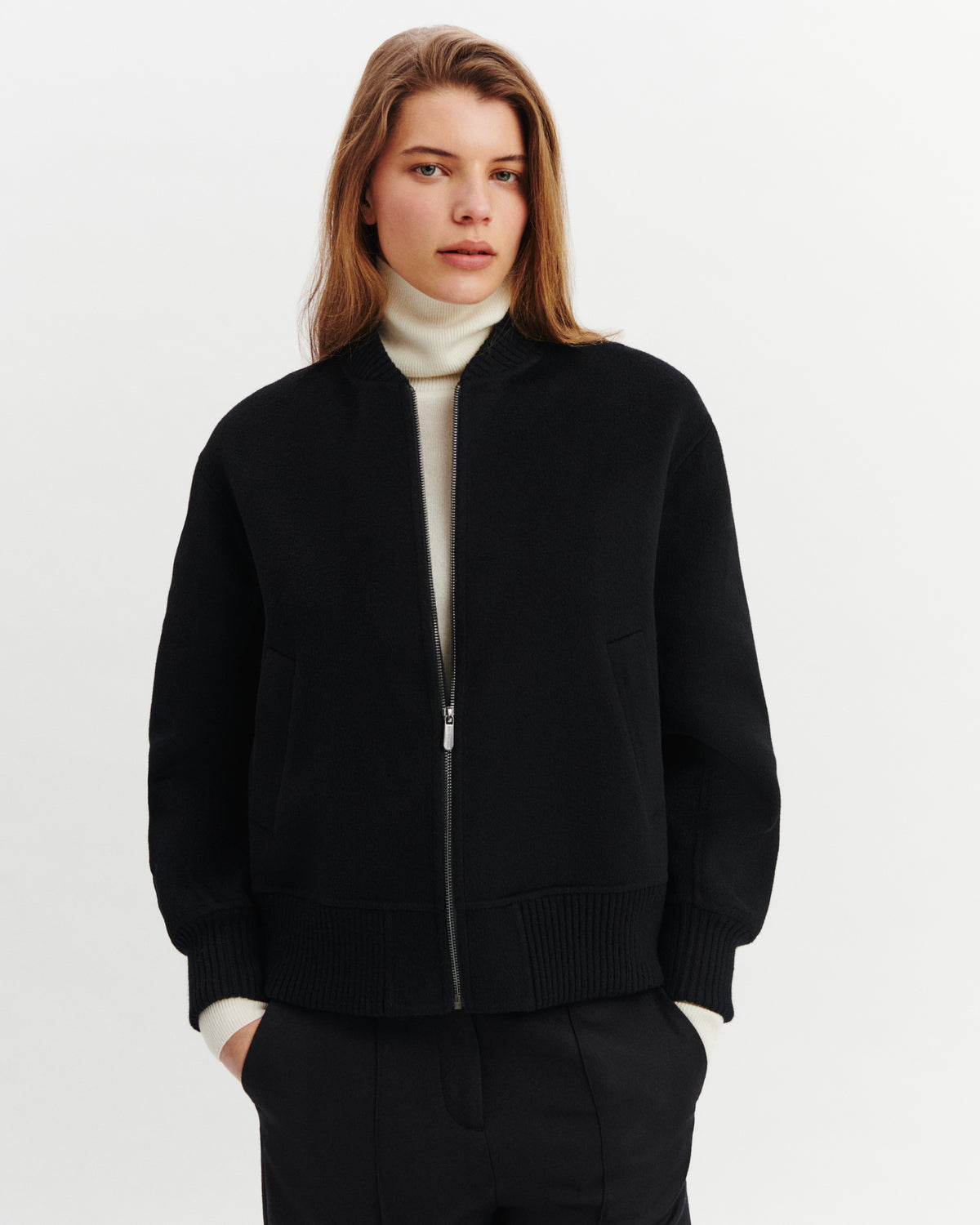 Bomber double face-NOIR-90% laine 10% cachemire