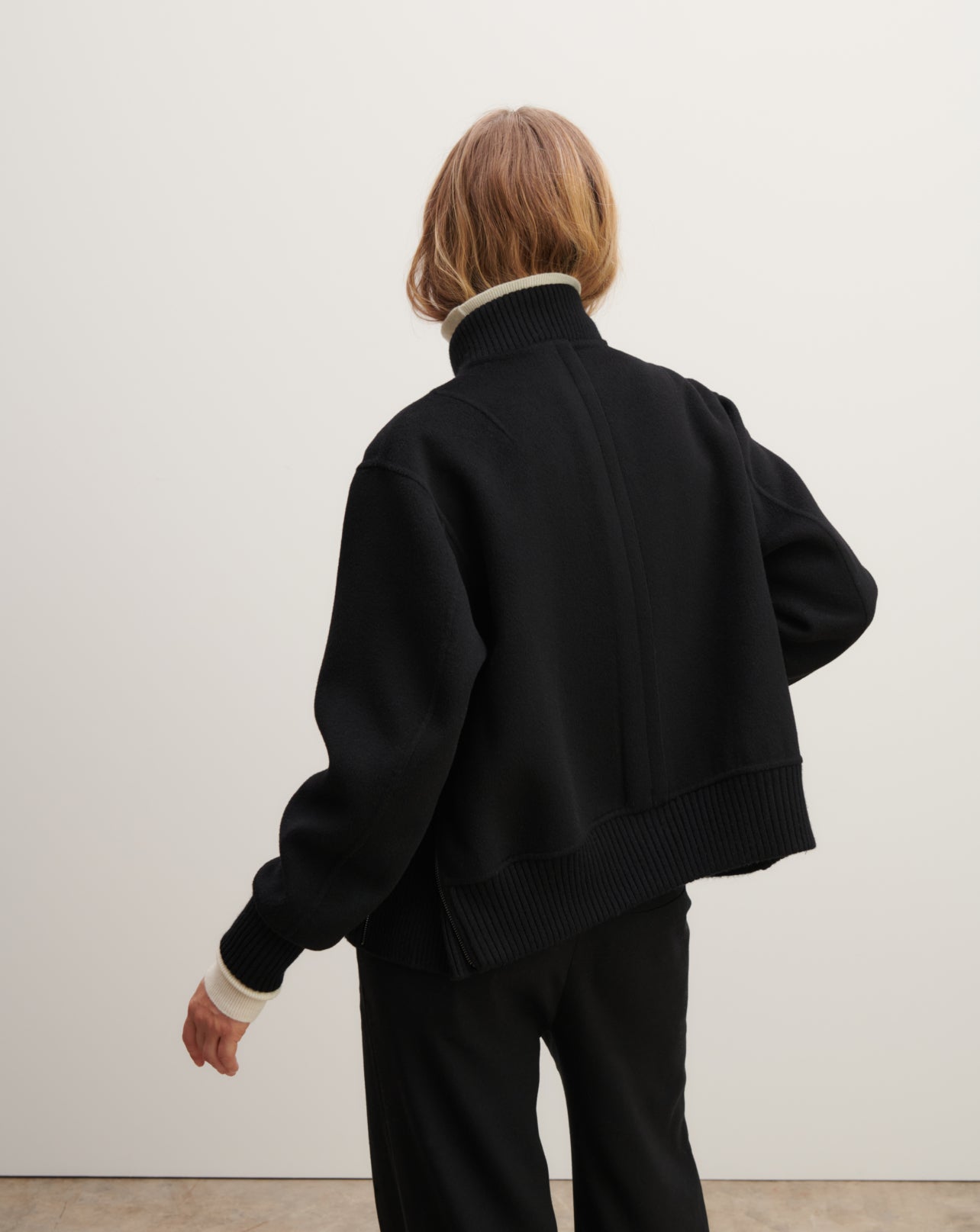 Bomber double face-NOIR-90% laine 10% cachemire