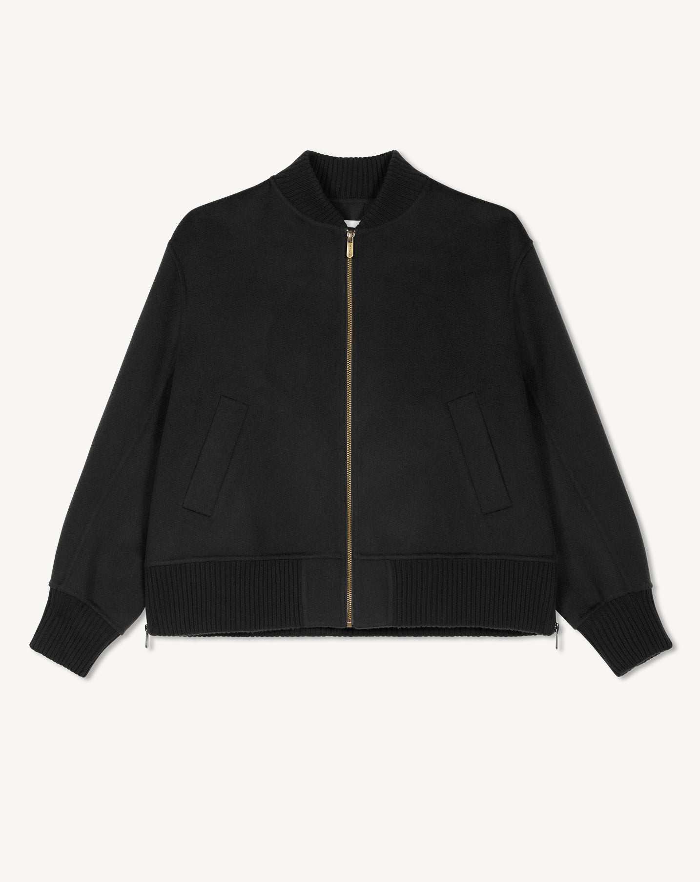Bomber double face-NOIR-90% laine 10% cachemire