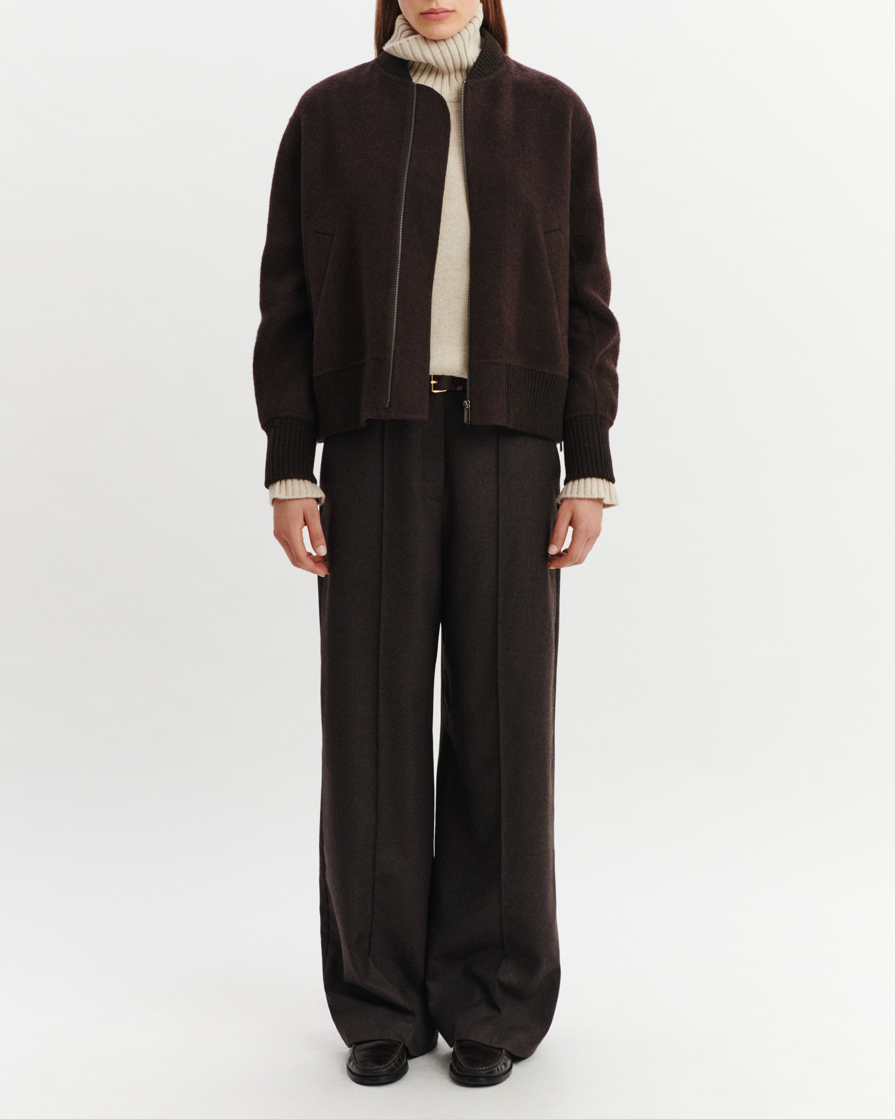 Bomber double face-WENGE-90% laine 10% cachemire Tricot - 50% laine 50% cachemire