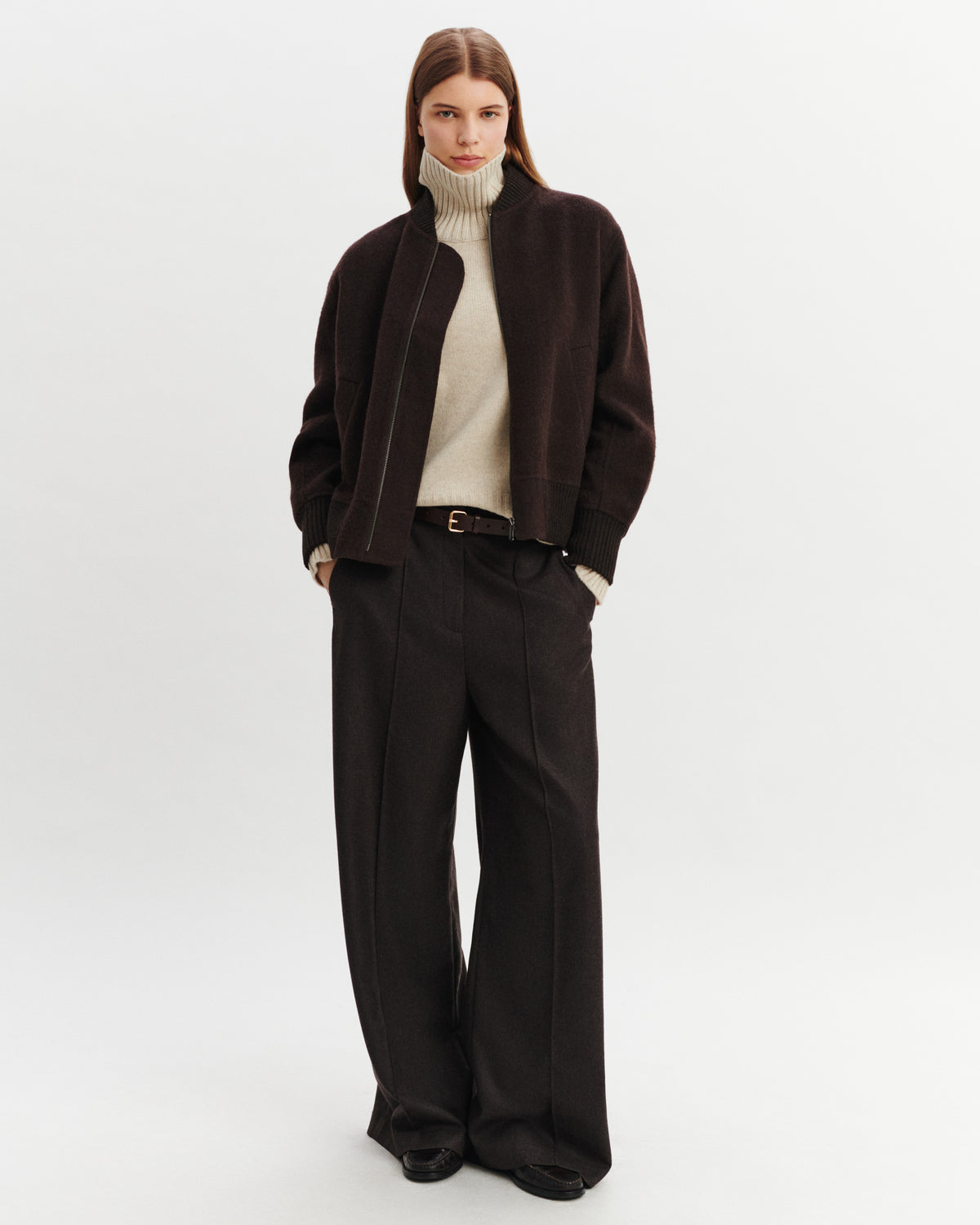 Bomber double face-WENGE-90% laine 10% cachemire Tricot - 50% laine 50% cachemire