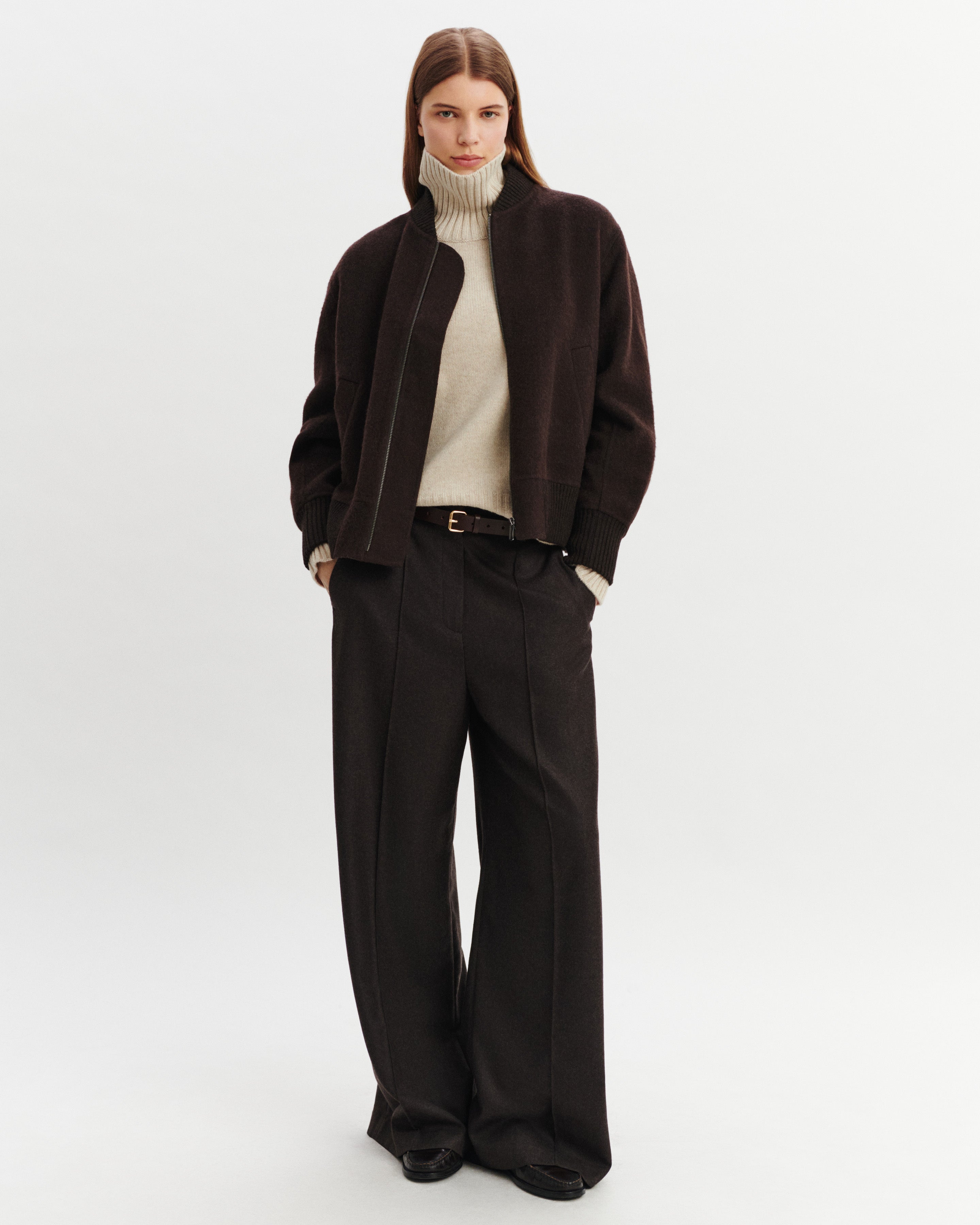 Bomber double face-WENGE-90% laine 10% cachemire Tricot - 50% laine 50% cachemire