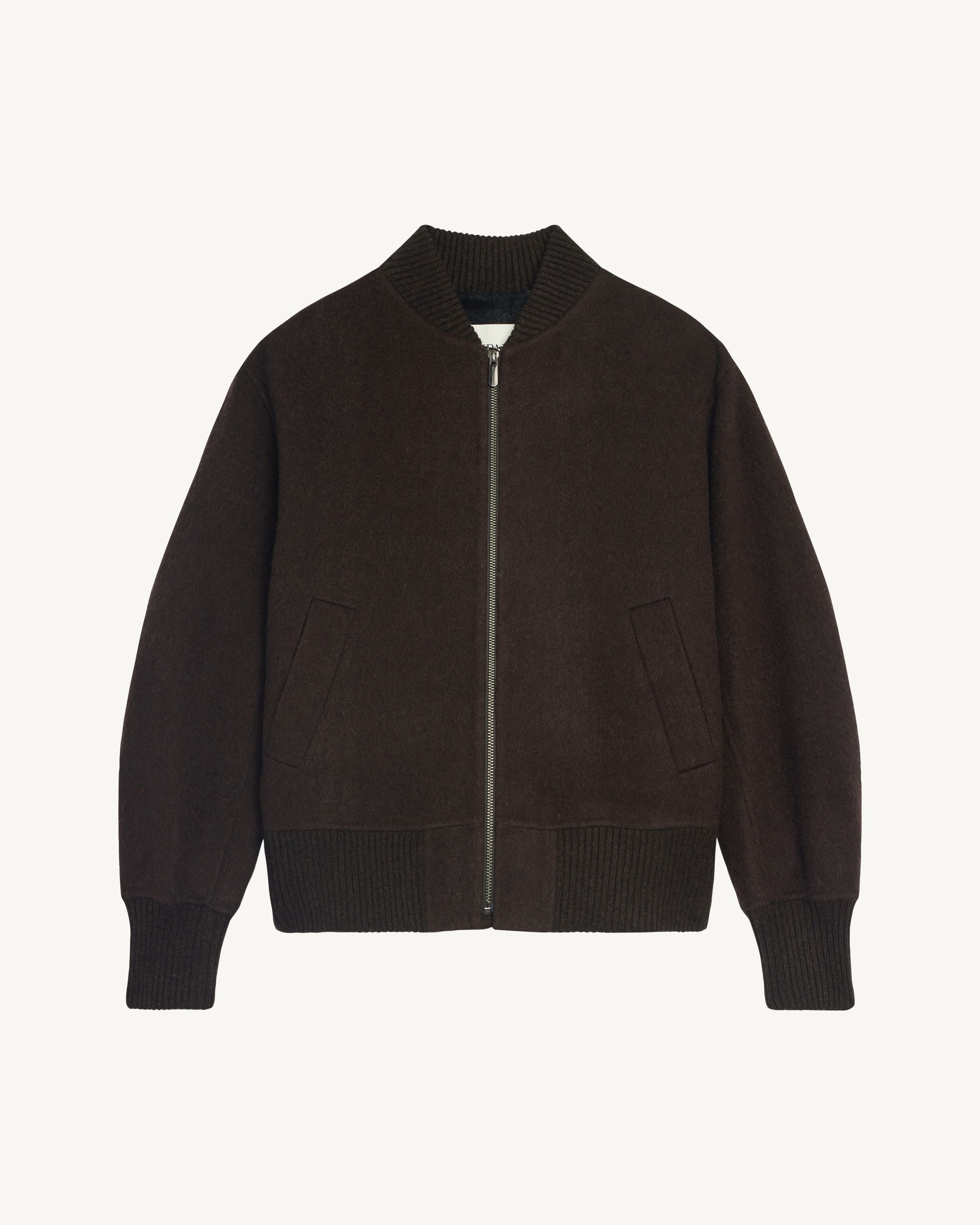 Bomber double face-WENGE-90% laine 10% cachemire