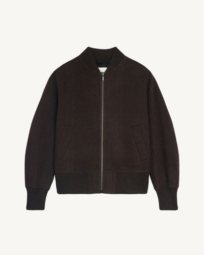 Bomber double face-WENGE-90% laine 10% cachemire