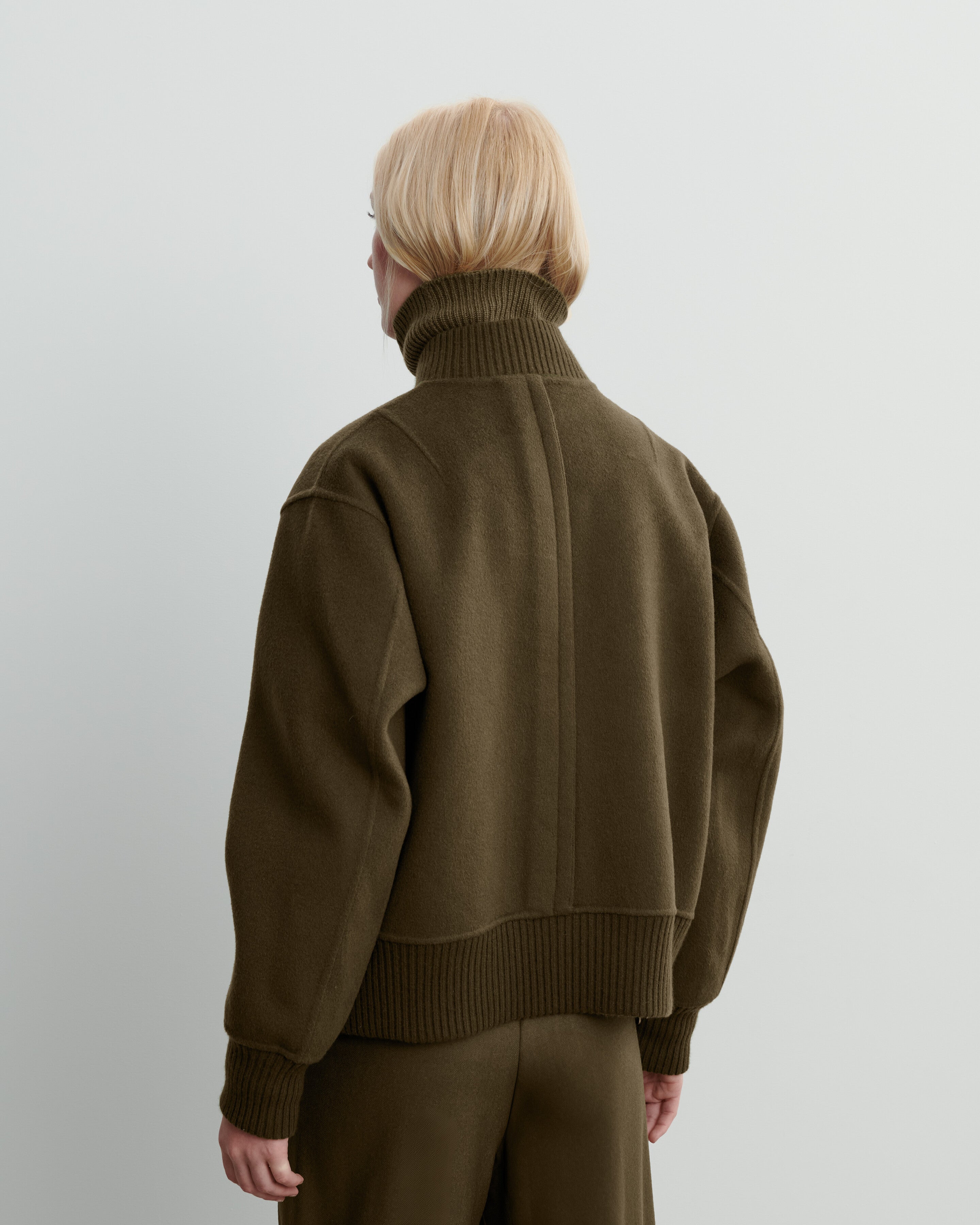 Bomber double face-VERT KELLER-90% laine 10% cachemire Tricot - 50% laine 50% cachemire