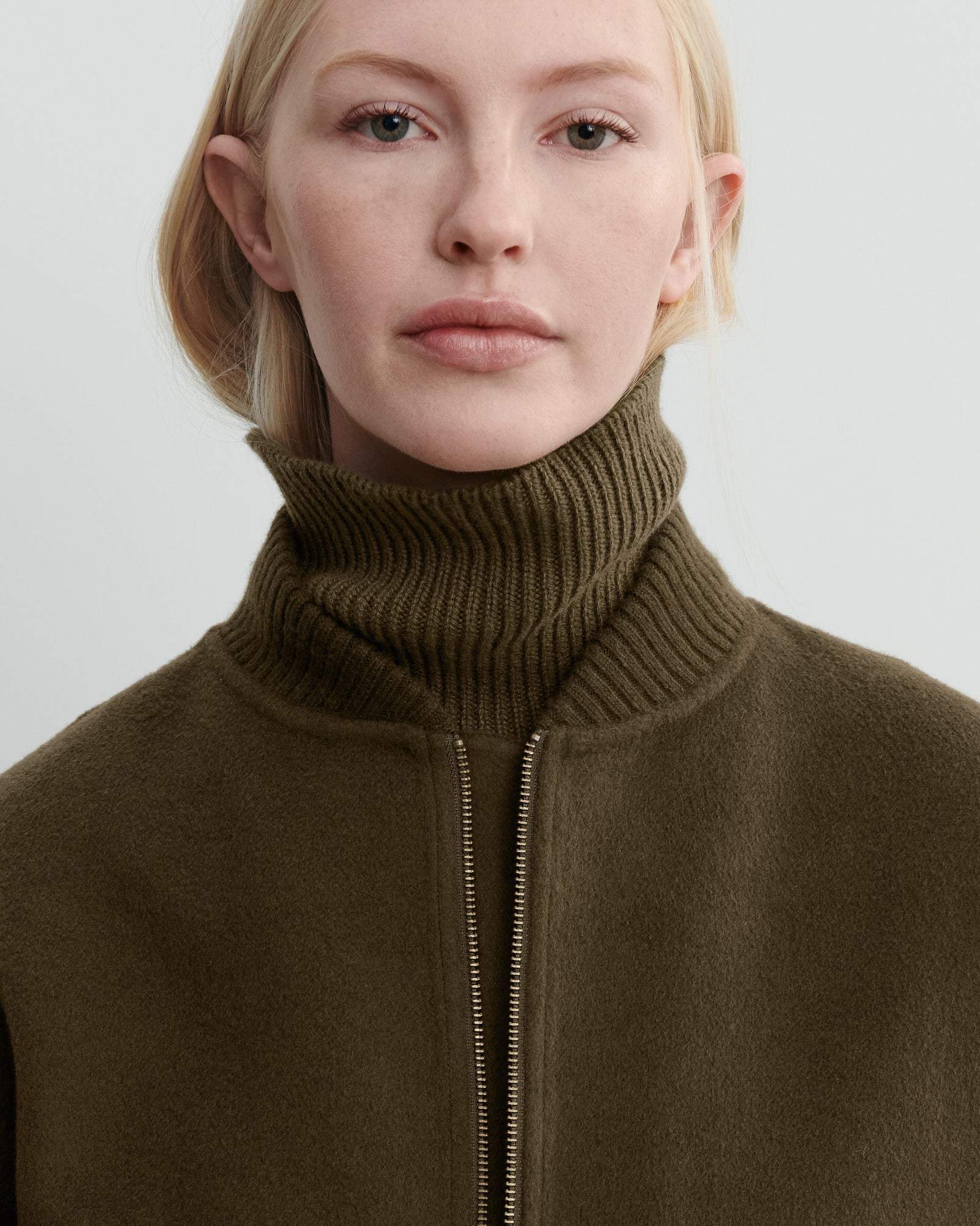 Bomber double face-VERT KELLER-90% laine 10% cachemire Tricot - 50% laine 50% cachemire